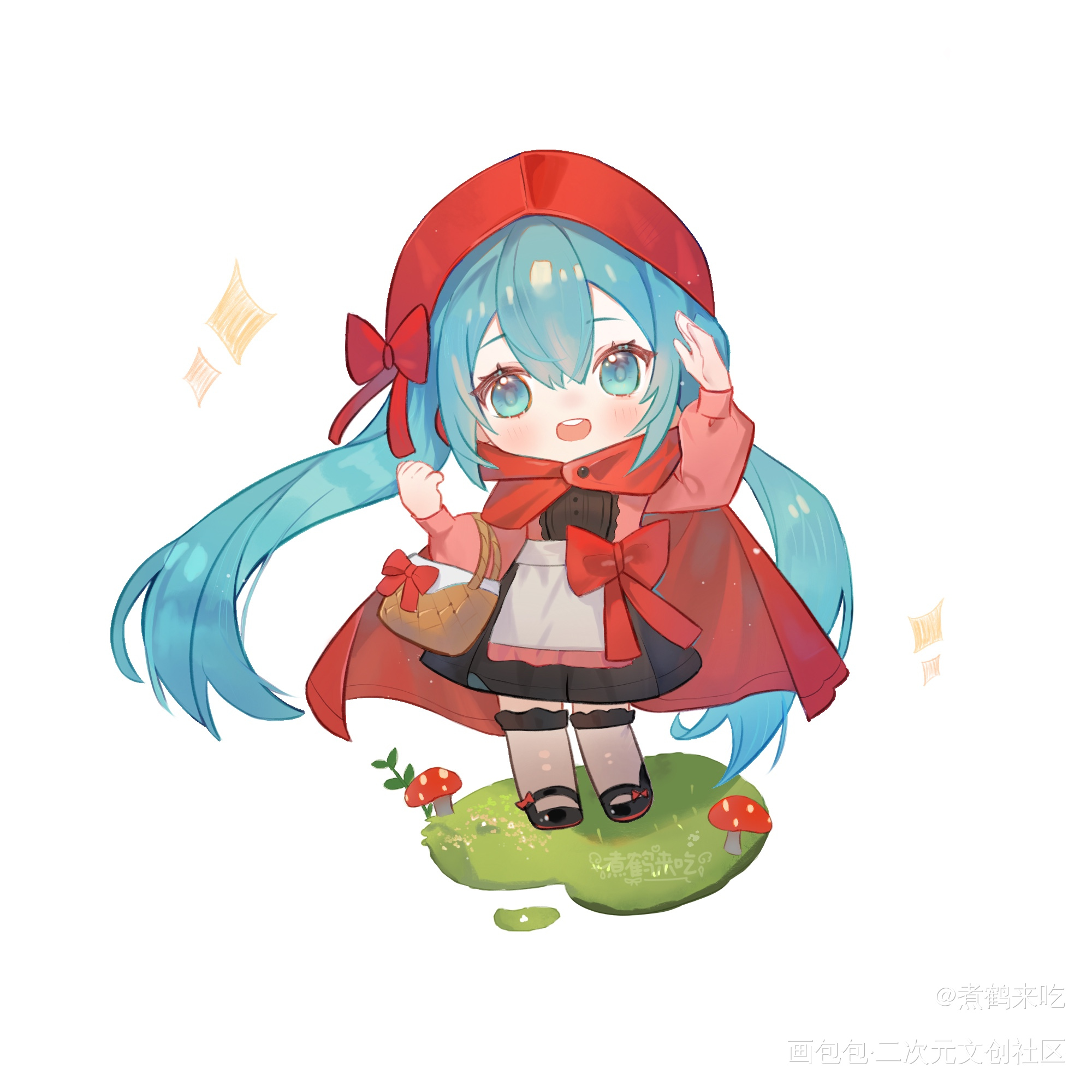 小红帽miku_初音未来Q版同人绘画作品