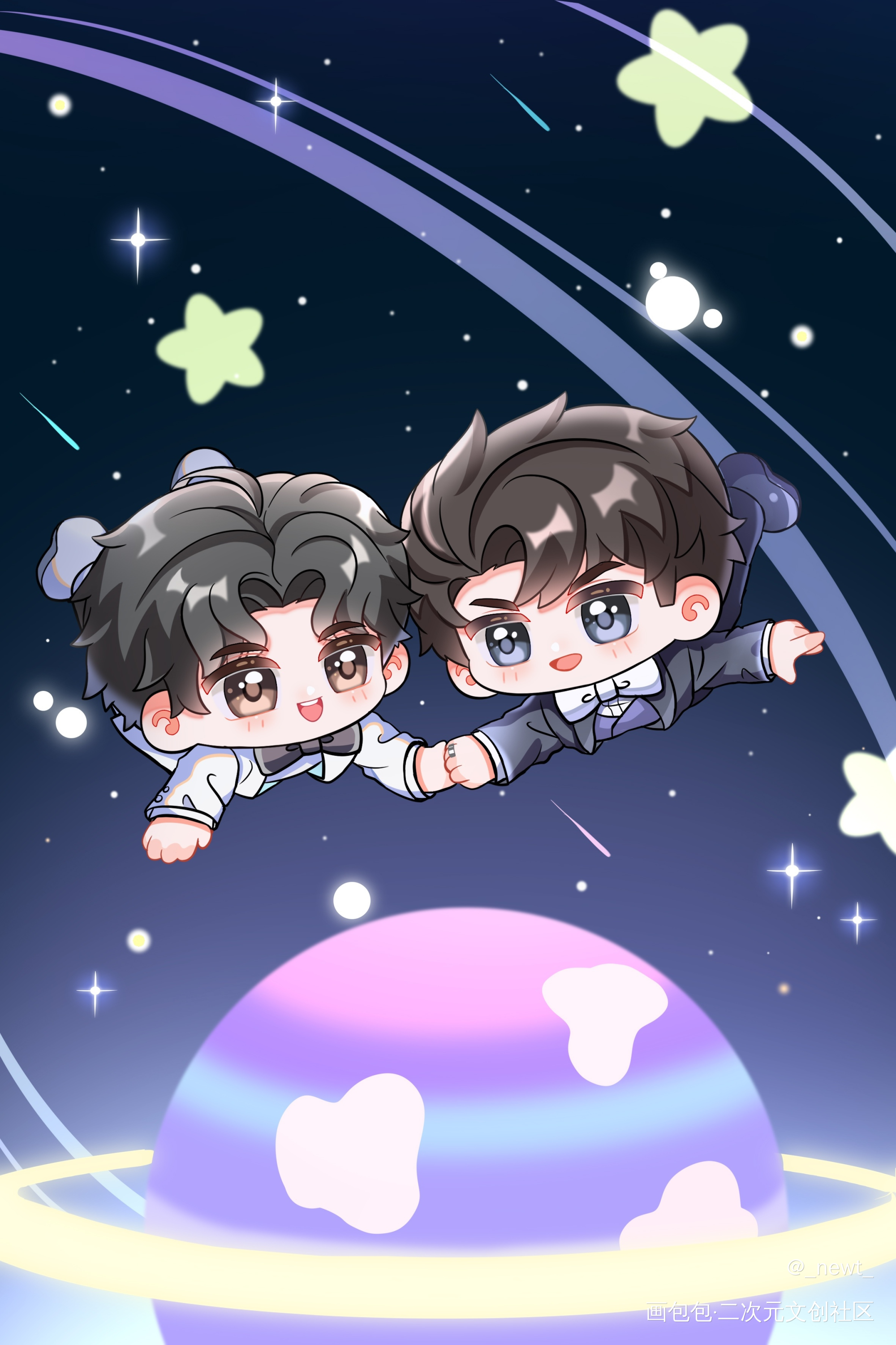 一起坠入星河_188男团顶级掠食者瞿沈绘画作品