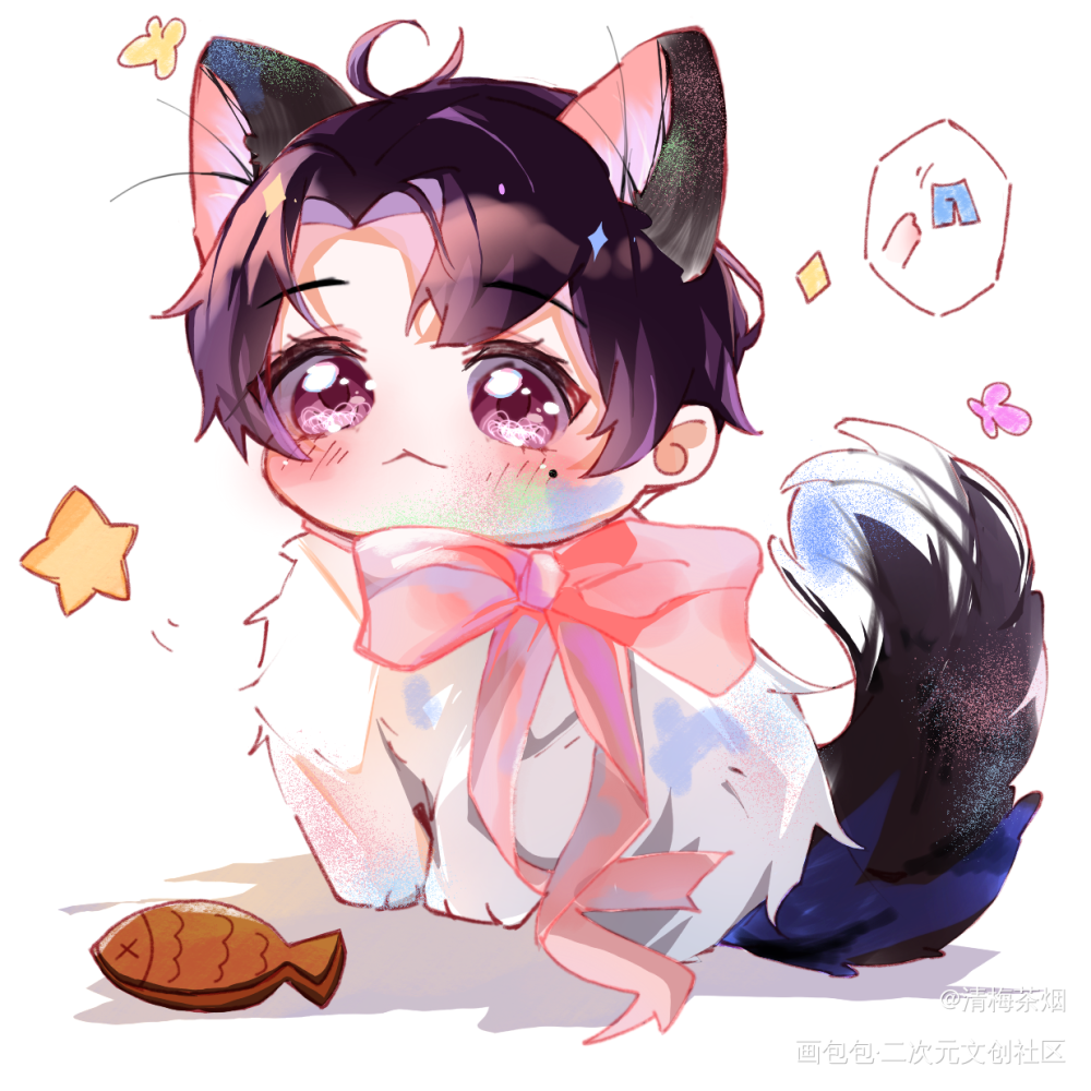 一只小花猫辛辛~_谁把谁当真188男团妹叔赵锦辛绘画作品