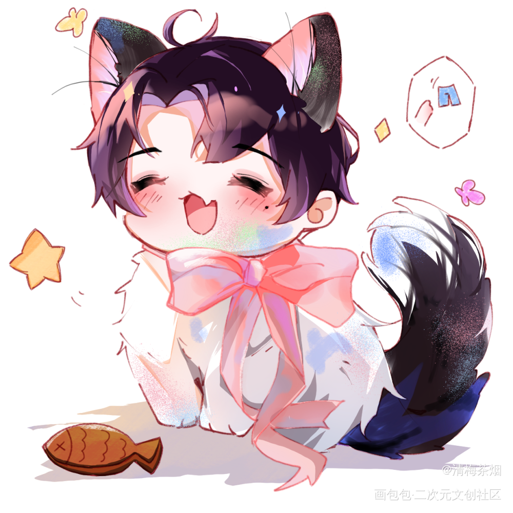 一只小花猫辛辛~_谁把谁当真188男团妹叔赵锦辛绘画作品