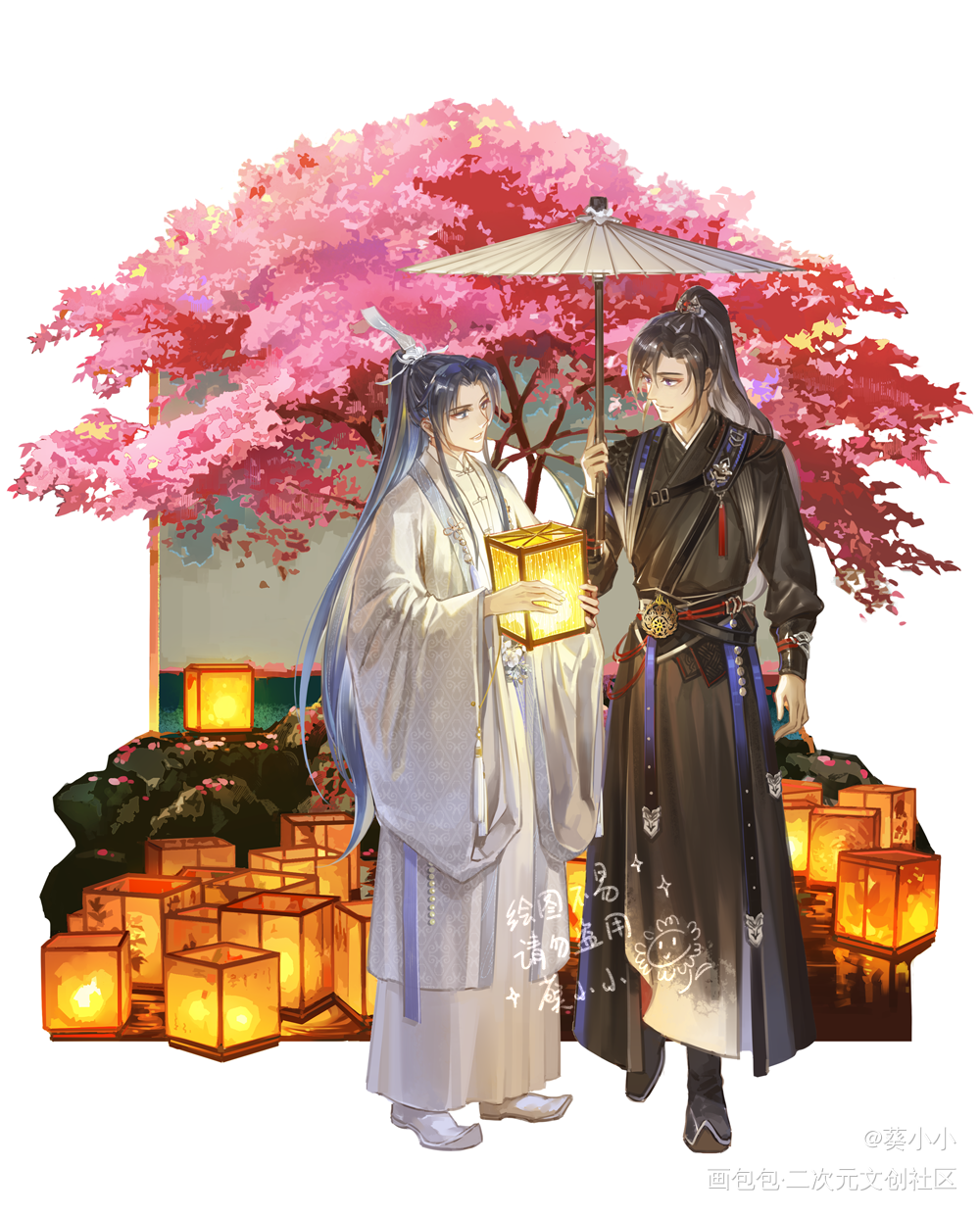 12_二哈和他的白猫师尊燃晚踏仙君墨燃楚晚宁墨微雨绘画作品