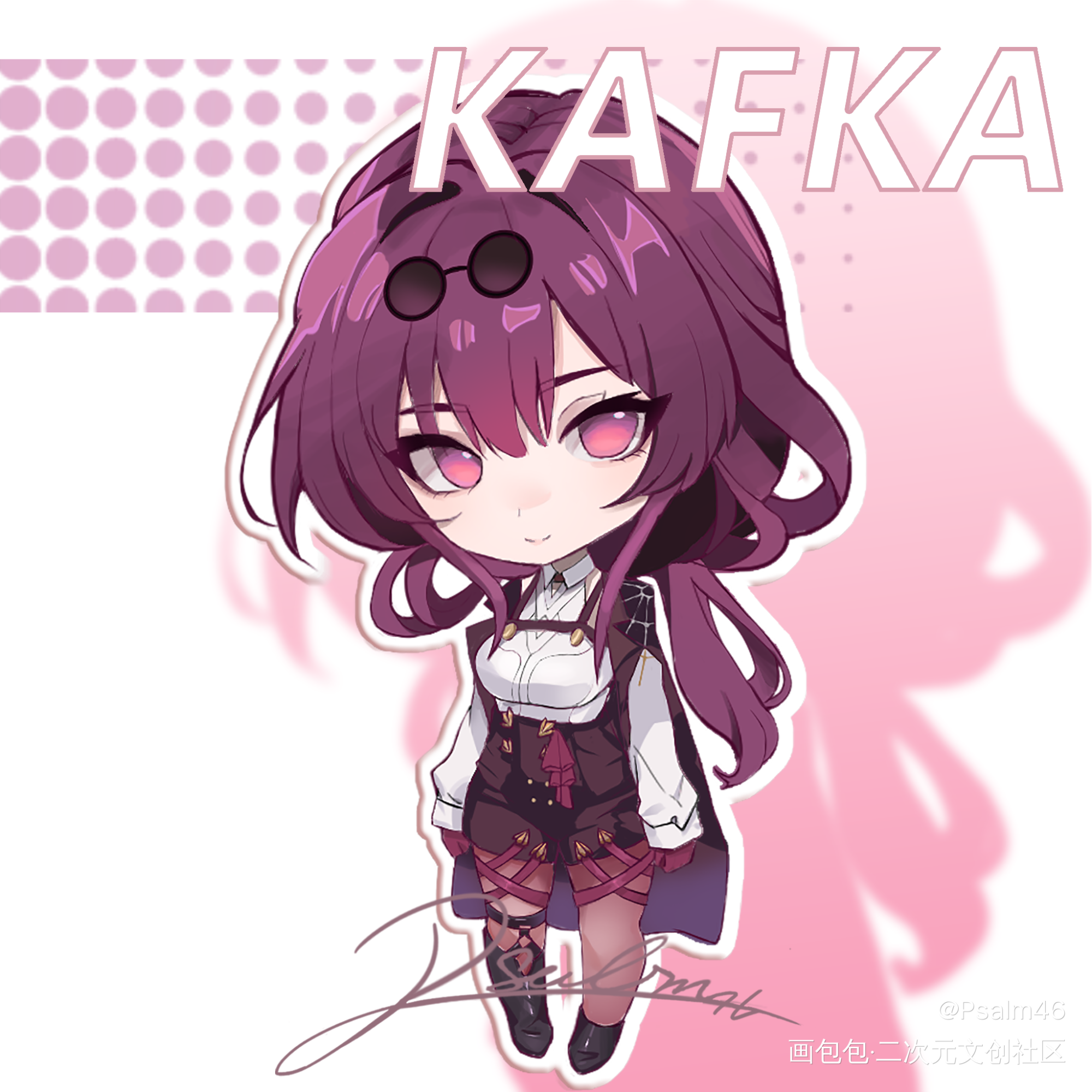 卡芙卡妈妈和丹恒～记得关注哟～_崩坏星穹铁道卡芙卡丹恒绘画作品
