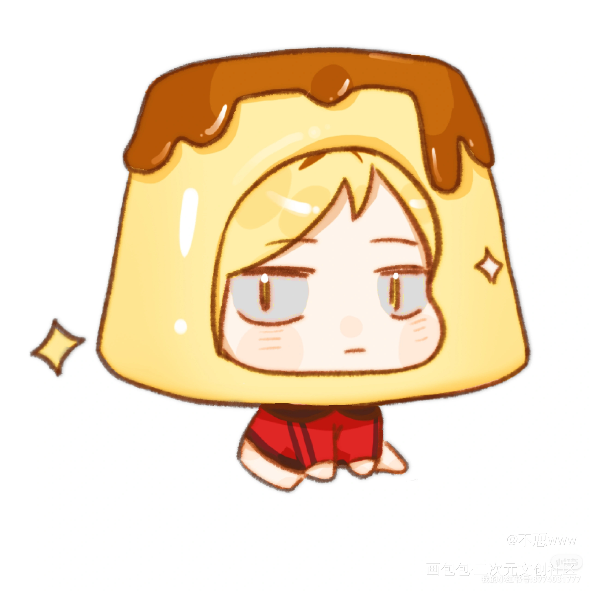 请大家吃布丁脑袋🤲🤲_排球少年孤爪研磨绘画作品