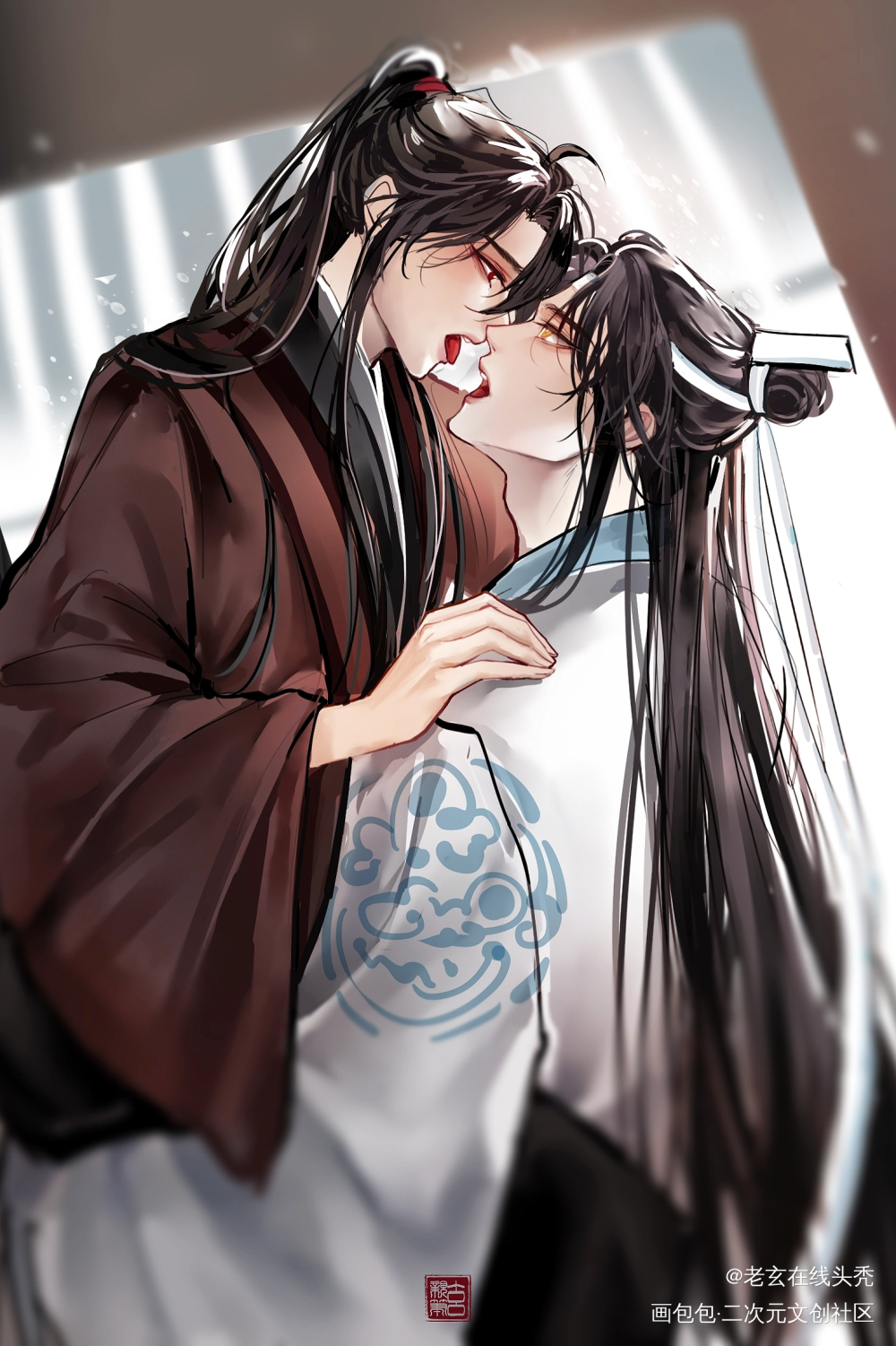 【忘羡】窗外飘雪，屋内融温_魔道祖师忘羡板绘涂绘画作品
