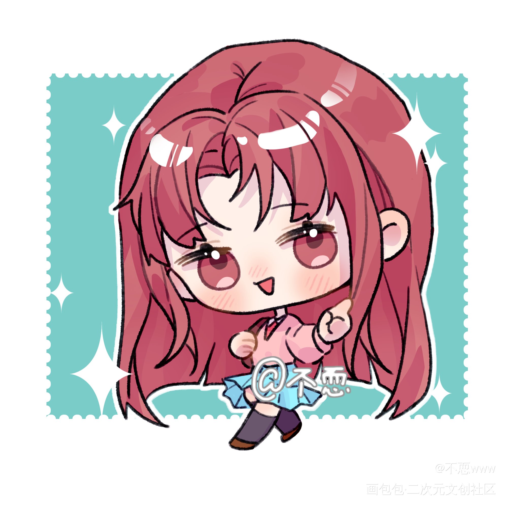 【跃动青春】美佳(*´I`*)_板绘涂Q版跃动青春绘画作品