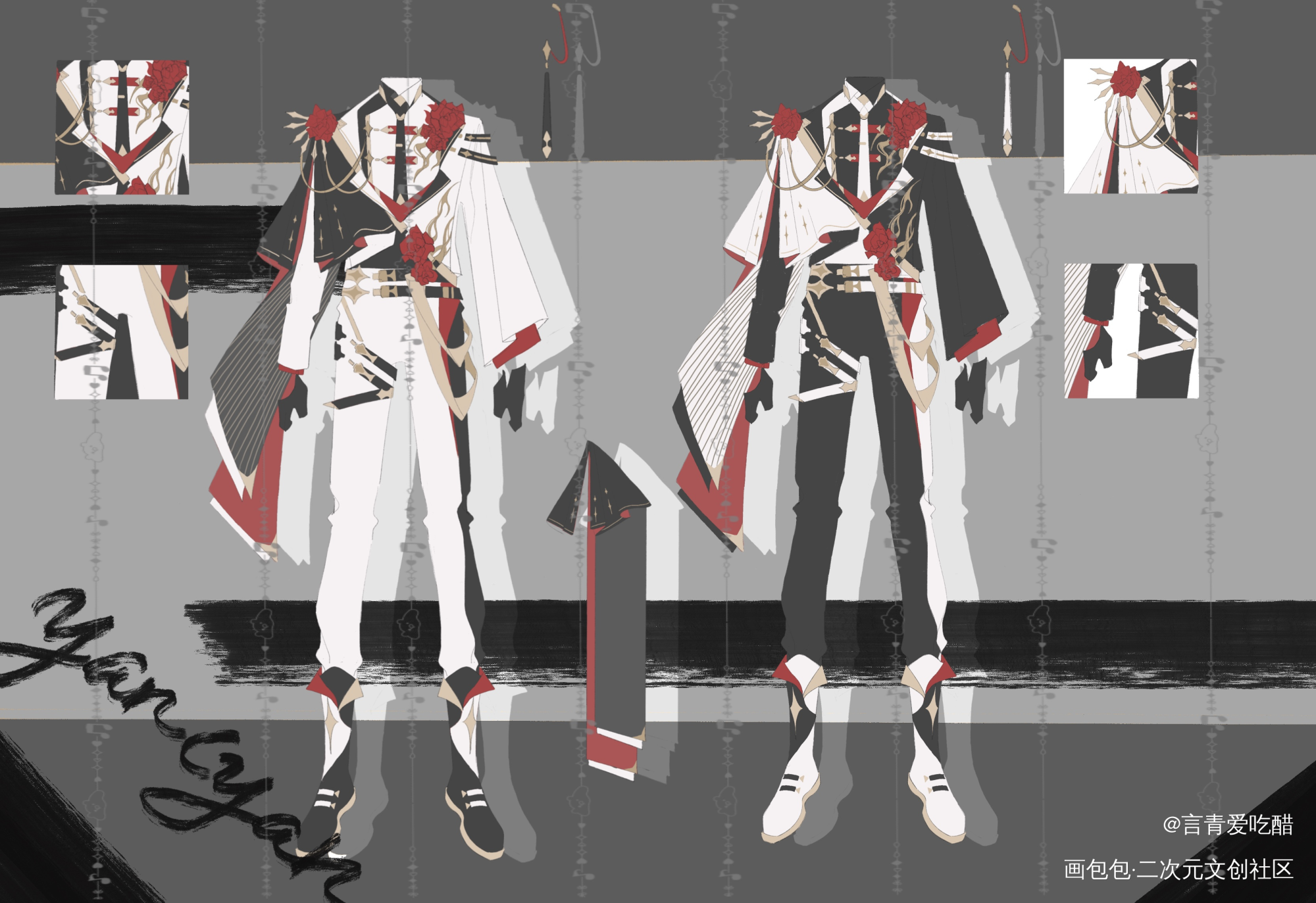 晾衣服喽_服设稿件展示procreate稿件oc绘画作品