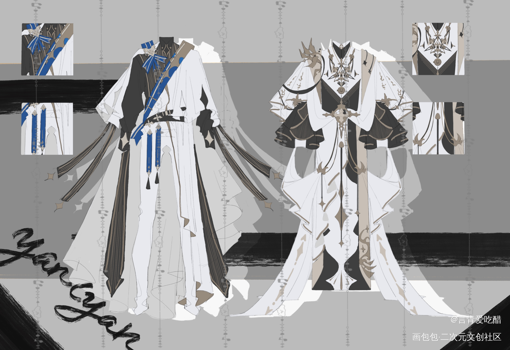 晾衣服喽_服设稿件展示procreate稿件oc绘画作品