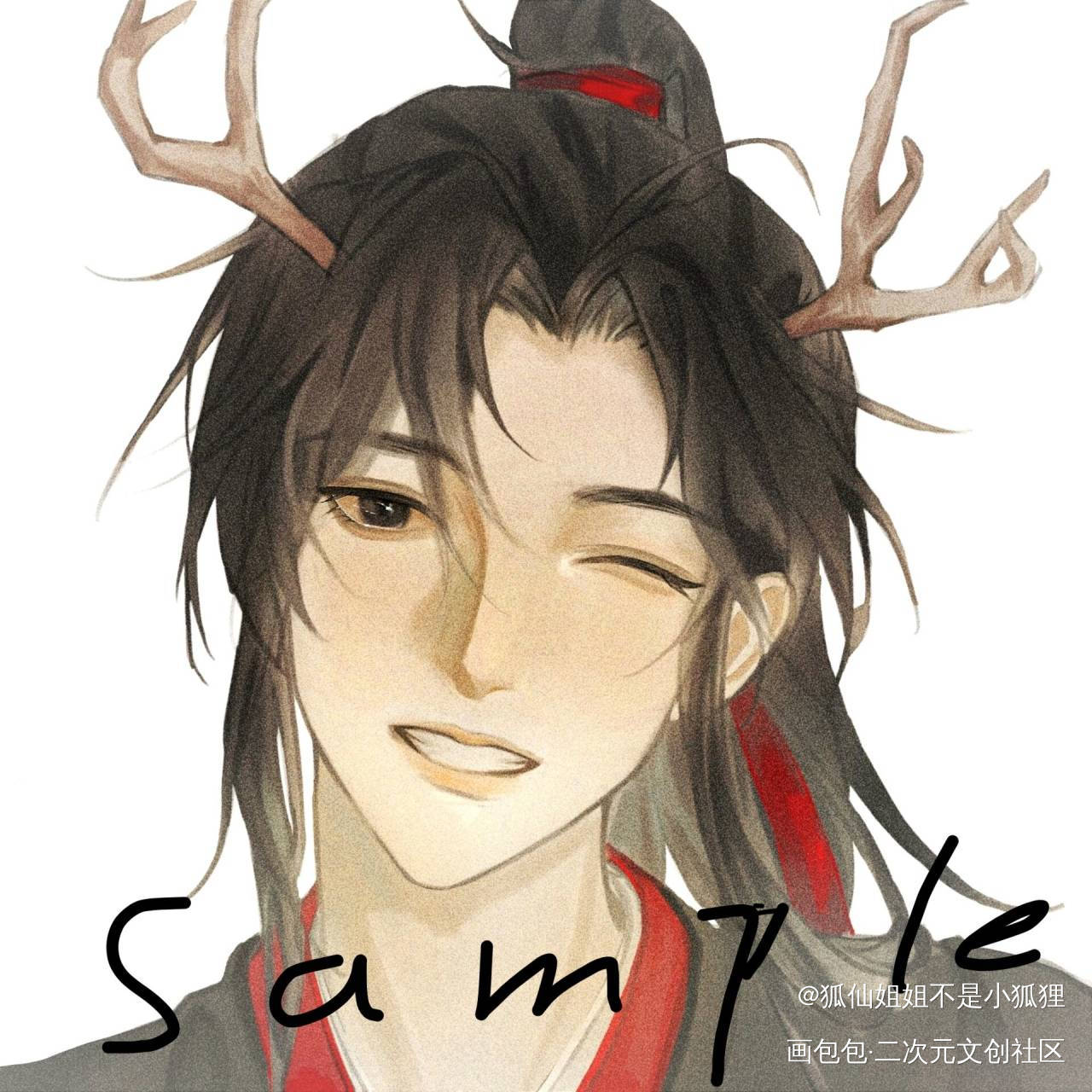龙与鹿_魔道祖师忘羡蓝忘机魏无羡绘画作品