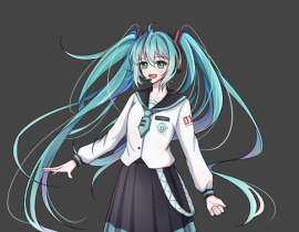 miku穿和miku联动的jk_绘画作品