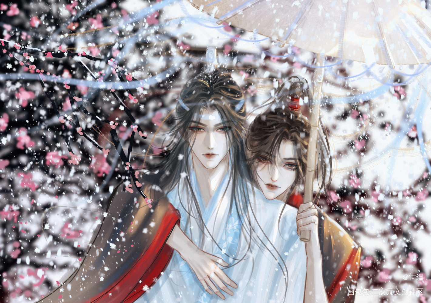 它朝若是同淋雪_魔道祖师蓝忘机魏无羡绘画绘画作品