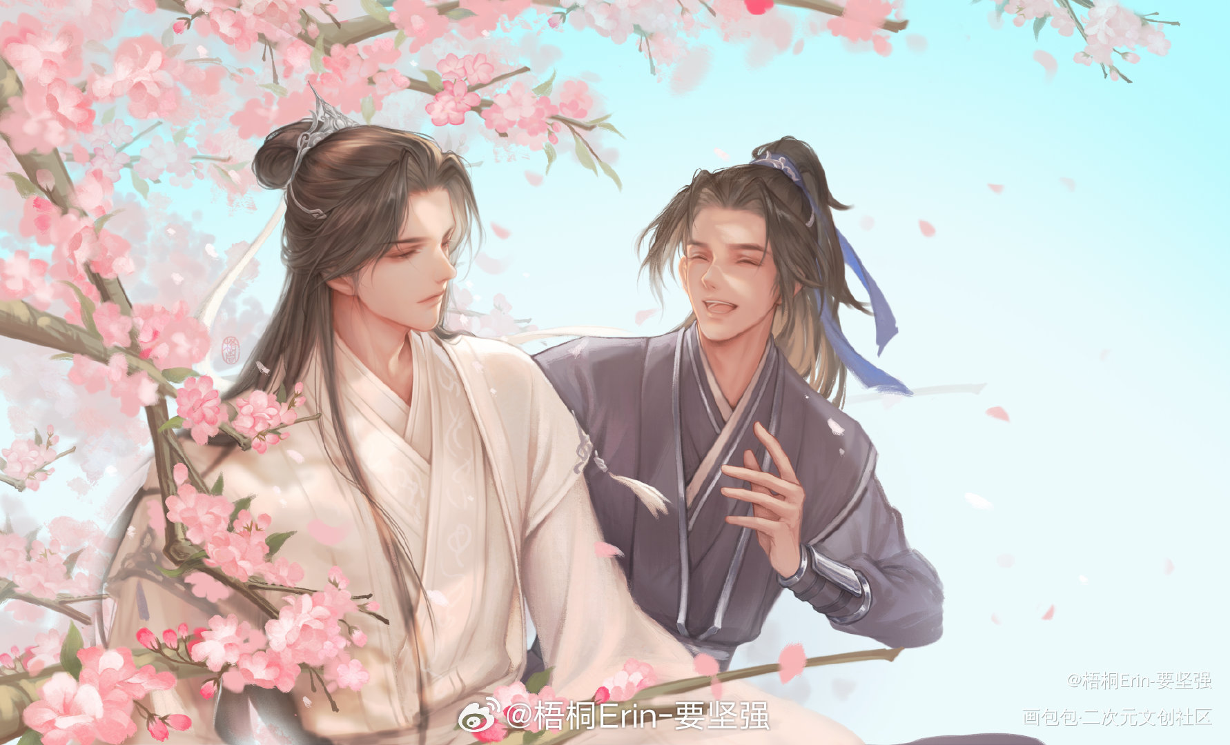 【如果】_二哈和他的白猫师尊燃晚墨燃楚晚宁绘画作品