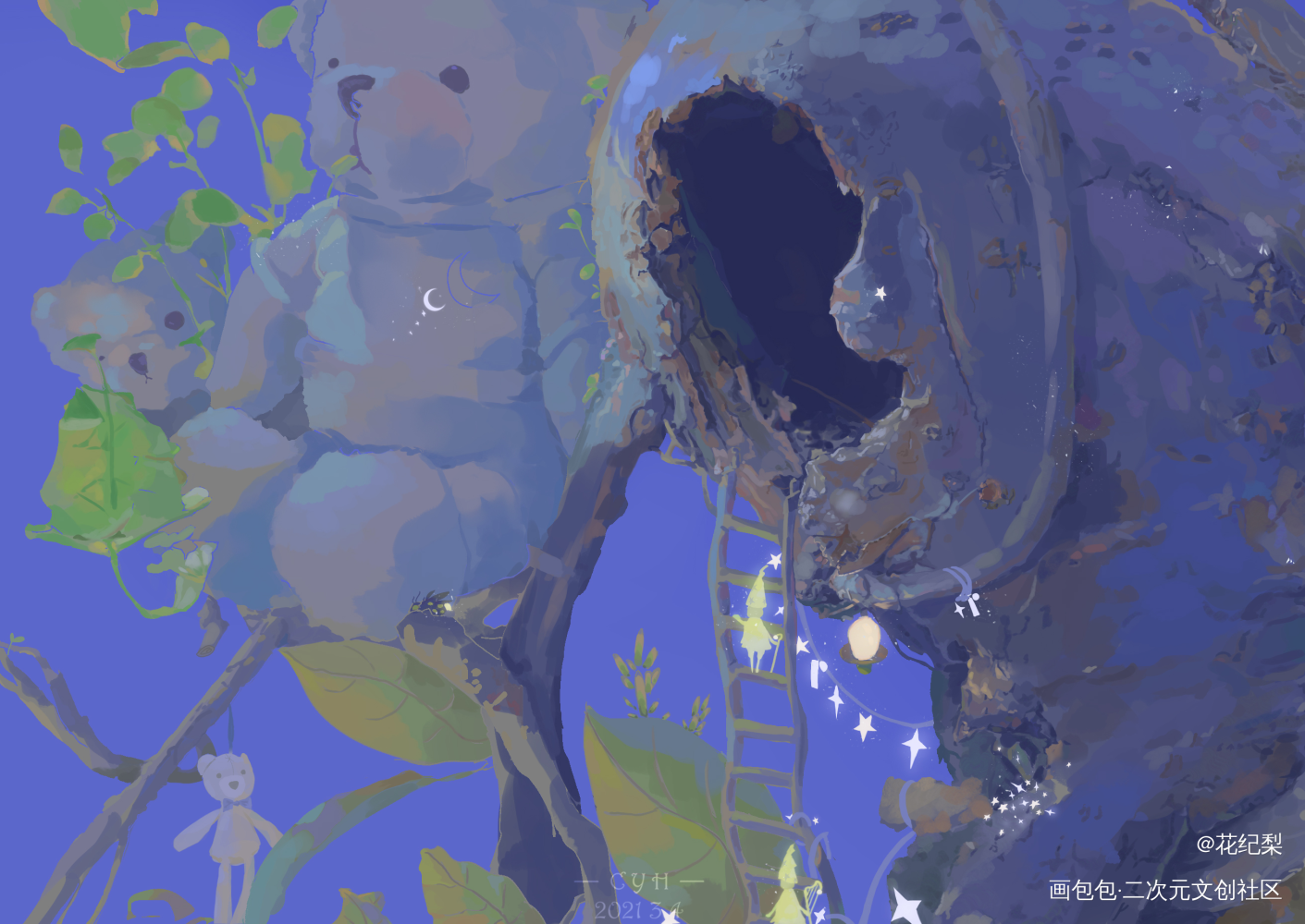 发图(个人系列插画作品静谧童话_板绘涂摸鱼页求约稿约稿绘画作品
