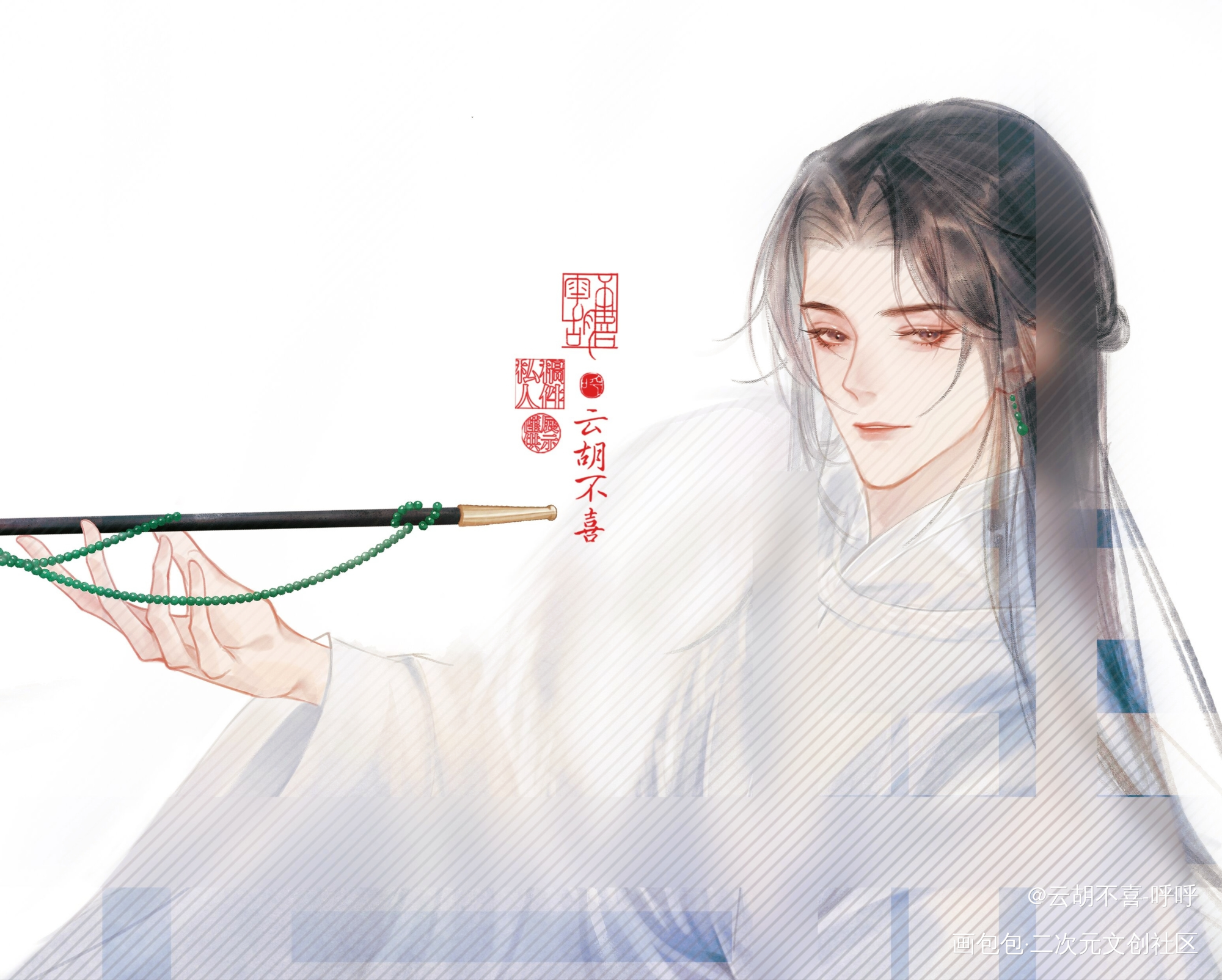 不会抽但是凹造型的假把式花魁_板绘涂古风约稿板绘绘画绘画作品