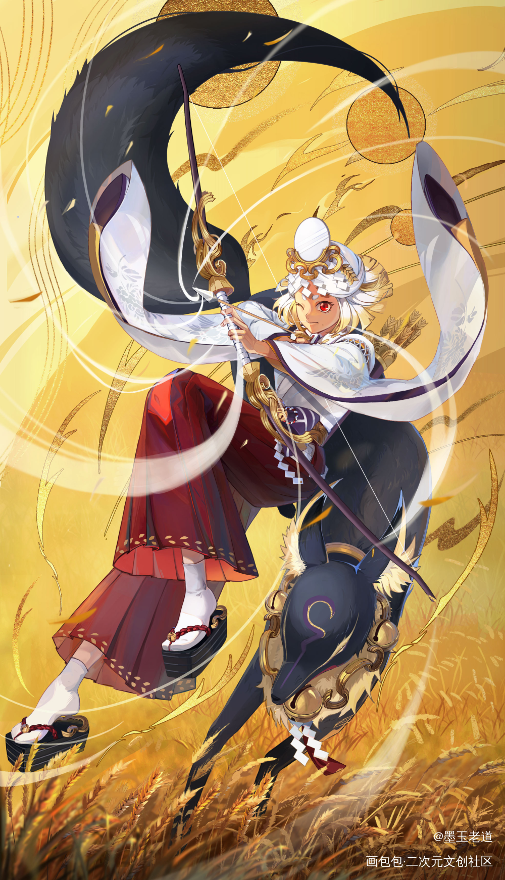 射手_阴阳师摸鱼页手绘日系绘画作品