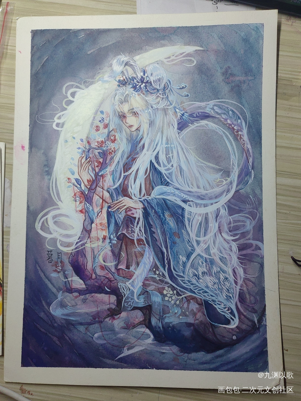 两年前的线稿有多好看_手绘古风水彩插画原创绘画作品