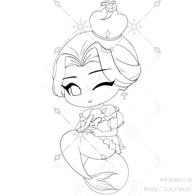 戴着王冠的鱼鱼_约稿oc绘画作品