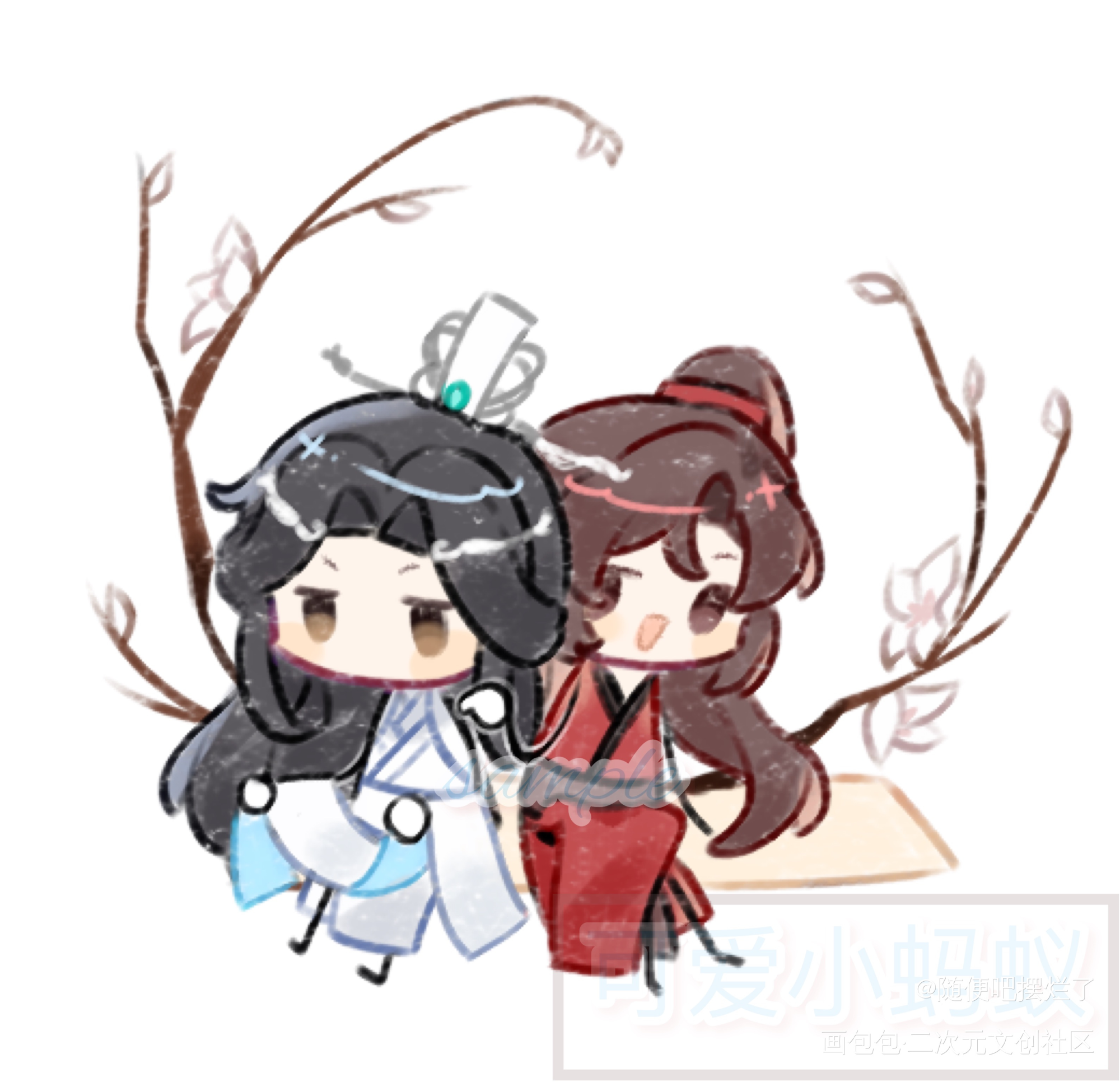 忘羡_魔道祖师忘羡蓝忘机魏无羡墨香铜臭绘画作品