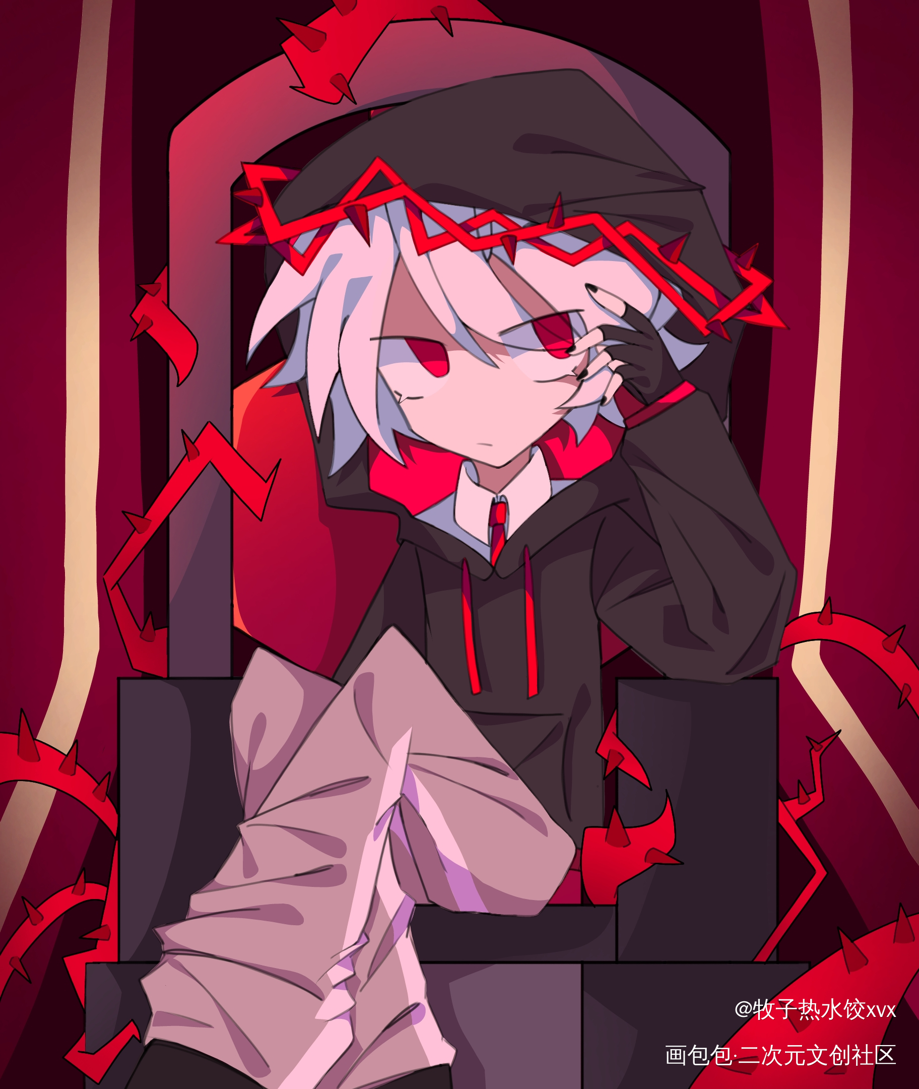 OC萨卡洛斯_摸鱼原创oc绘画作品