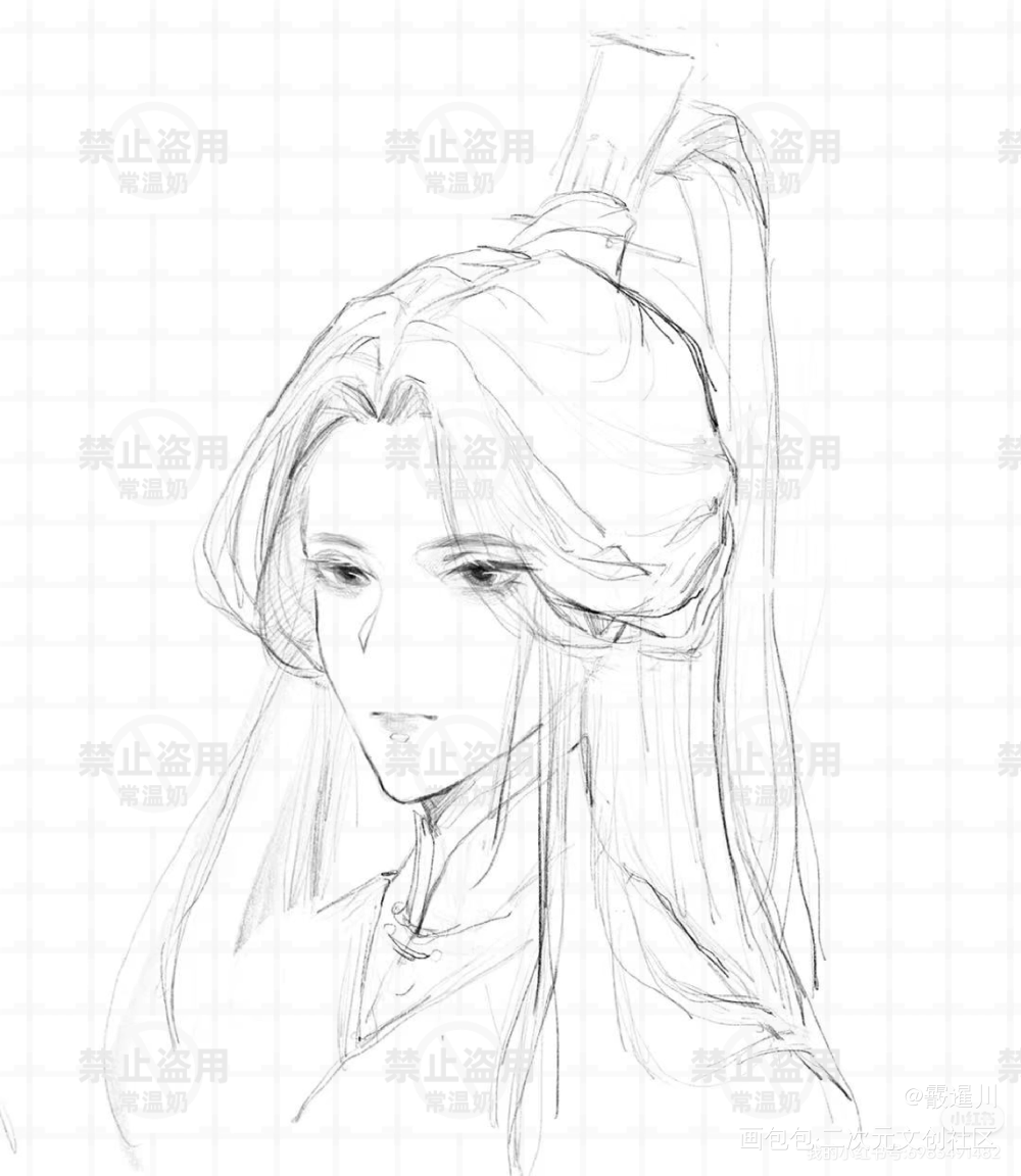 师尊_二哈和他的白猫师尊黑白简笔绘画作品