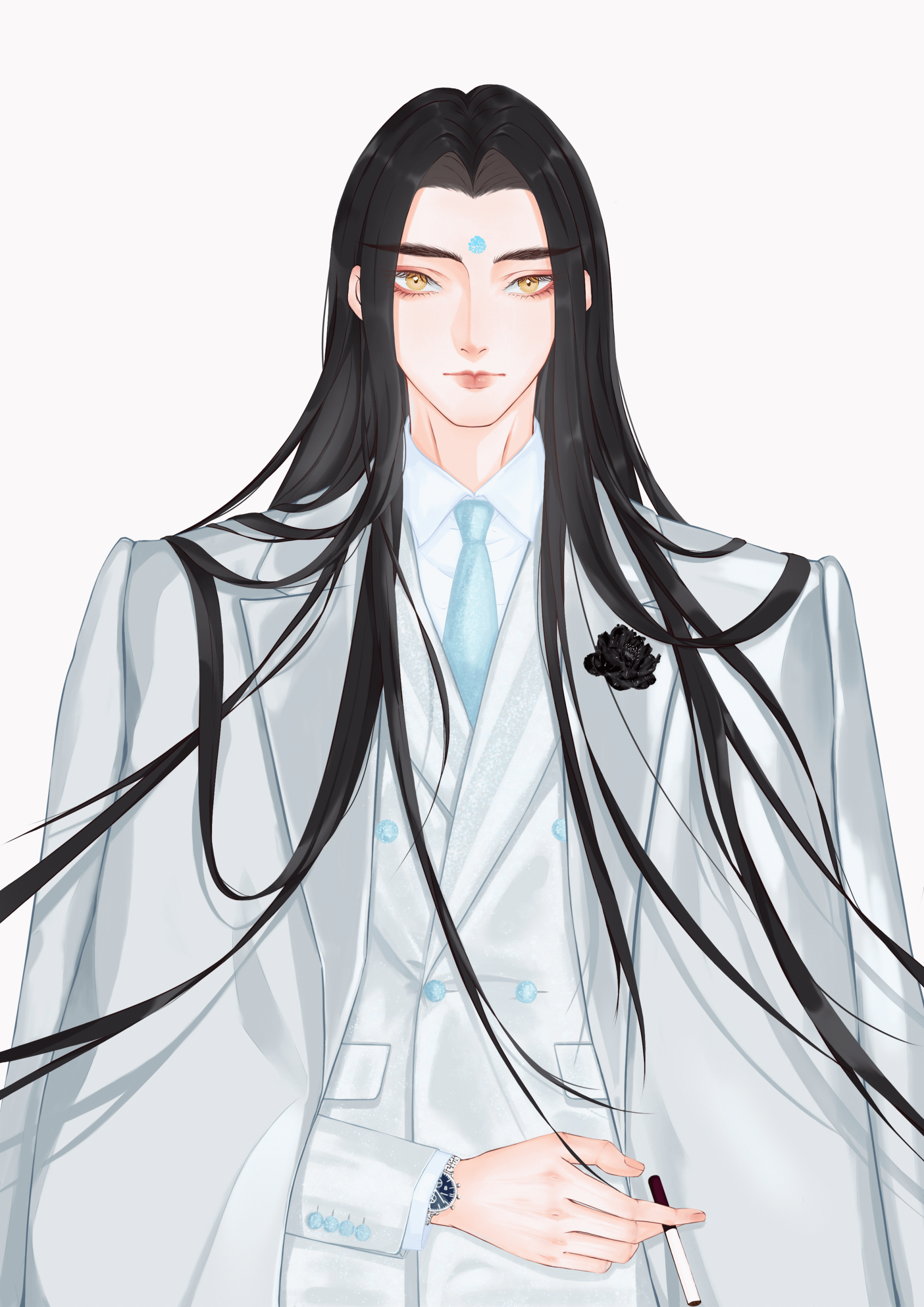 含光君脸红小动图_魔道祖师蓝忘机七夕快乐绘画作品