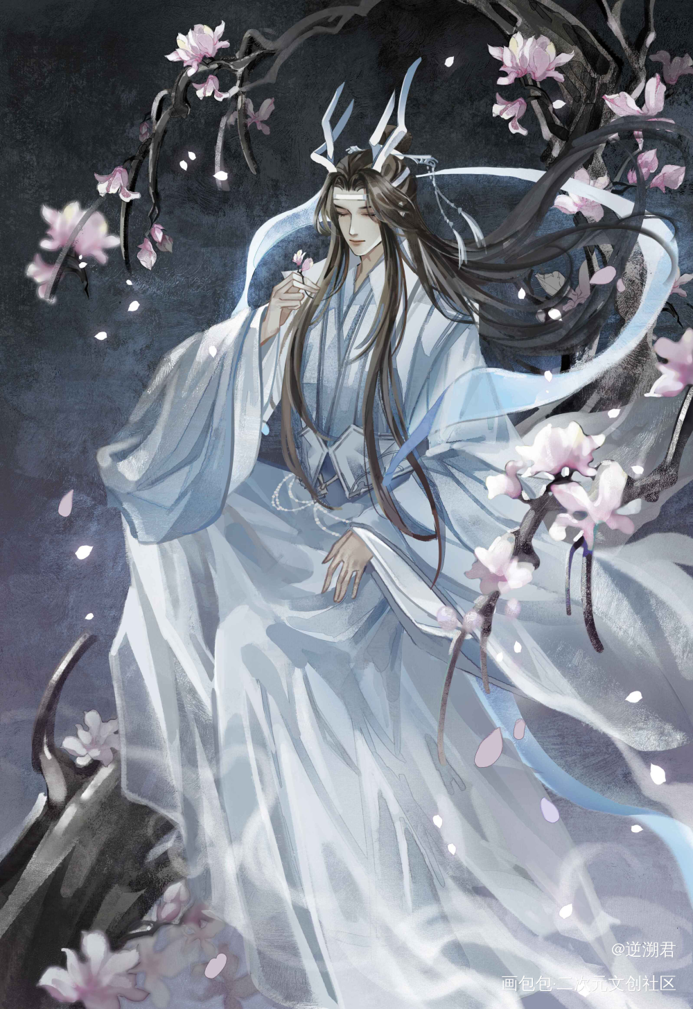 龙叽狐羡_魔道祖师忘羡蓝忘机魏无羡古风绘画作品