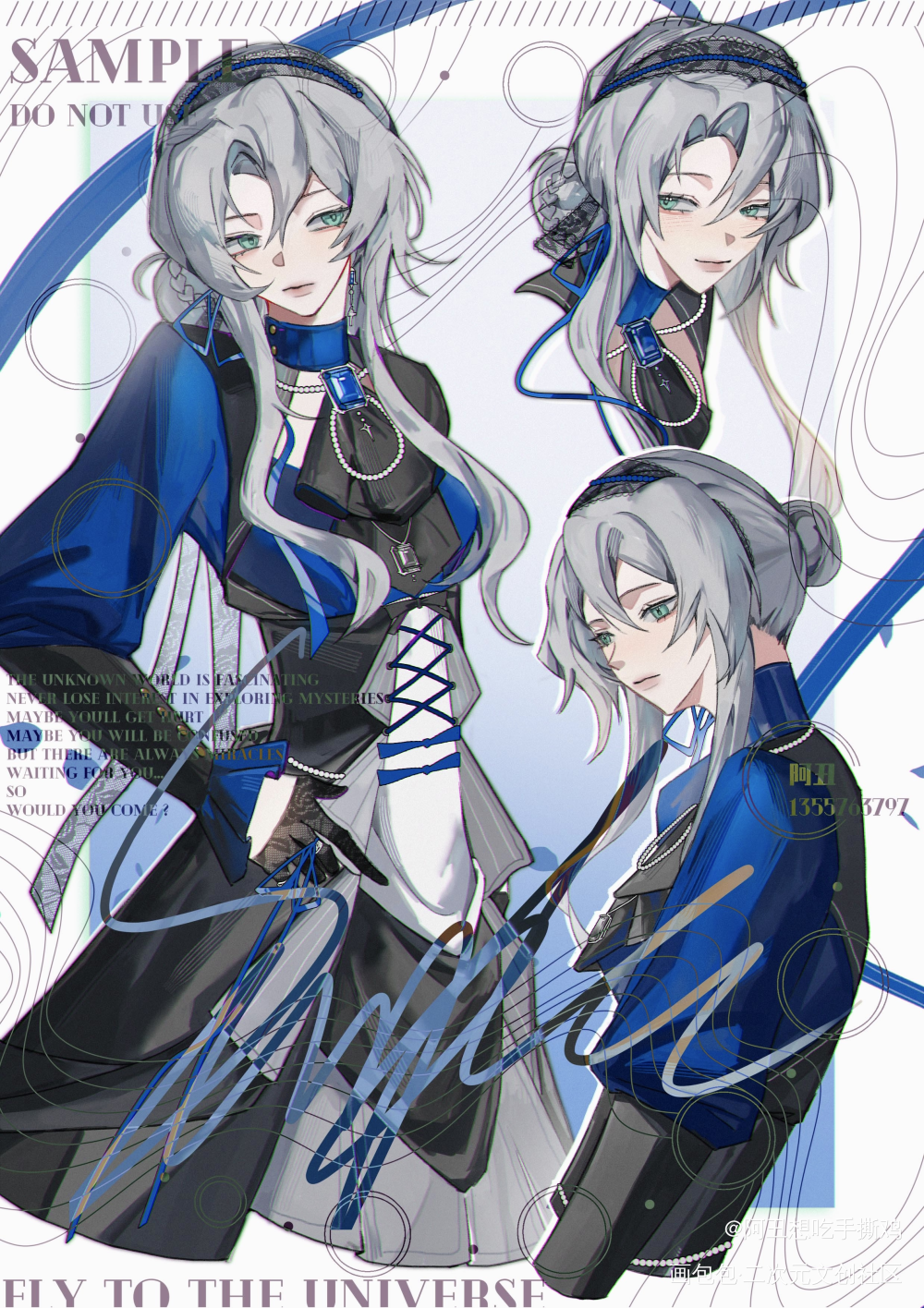 稿件展示_板绘涂摸鱼页约稿原创oc绘画作品