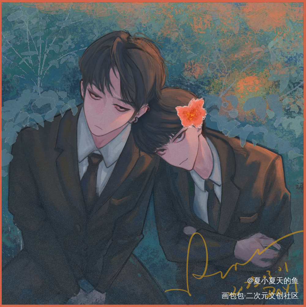 小情侣贴贴_bl绘画作品