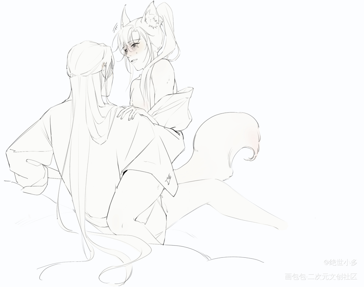 兄弟抱一下～_魔道祖师忘羡蓝忘机魏无羡绘画作品