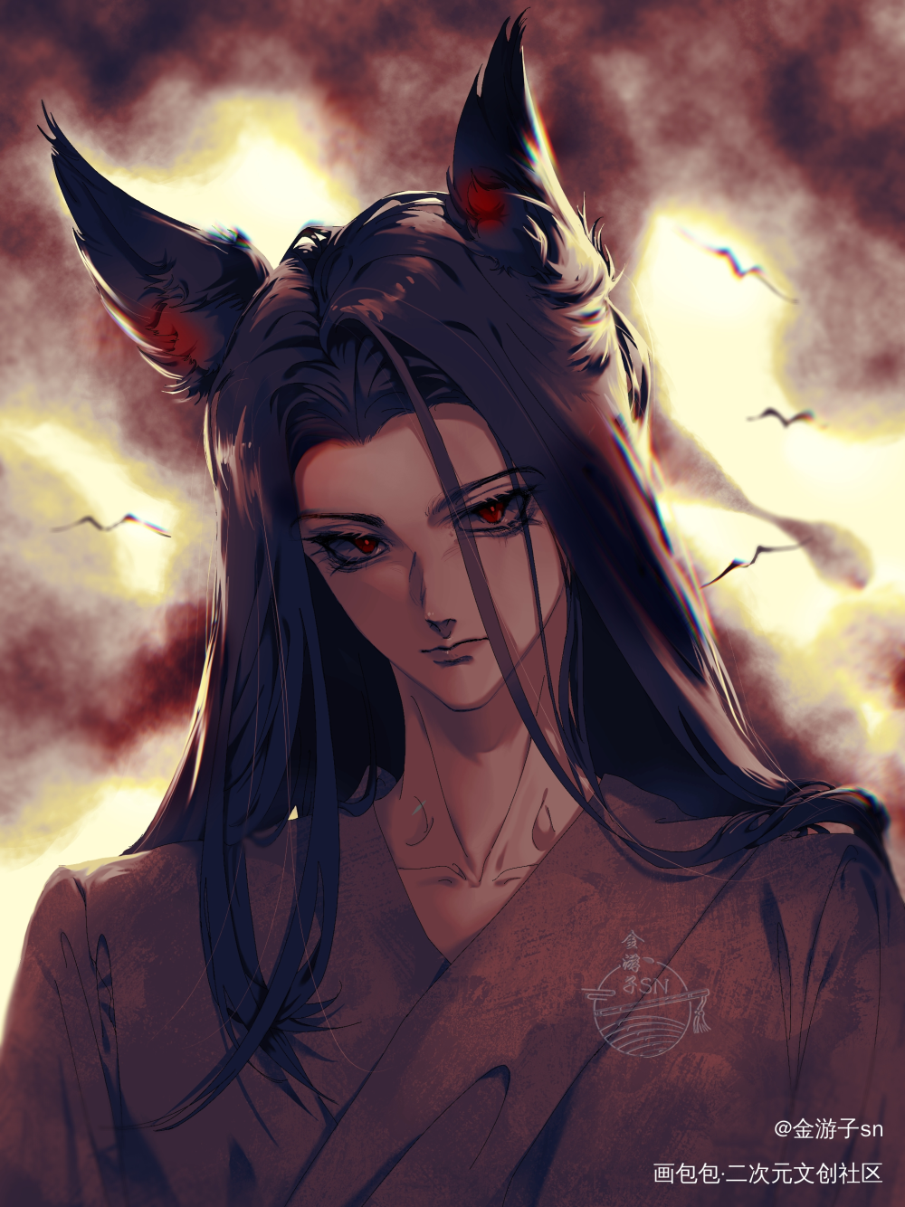 【夜行】_魔道祖师忘羡魏无羡古风绘画作品