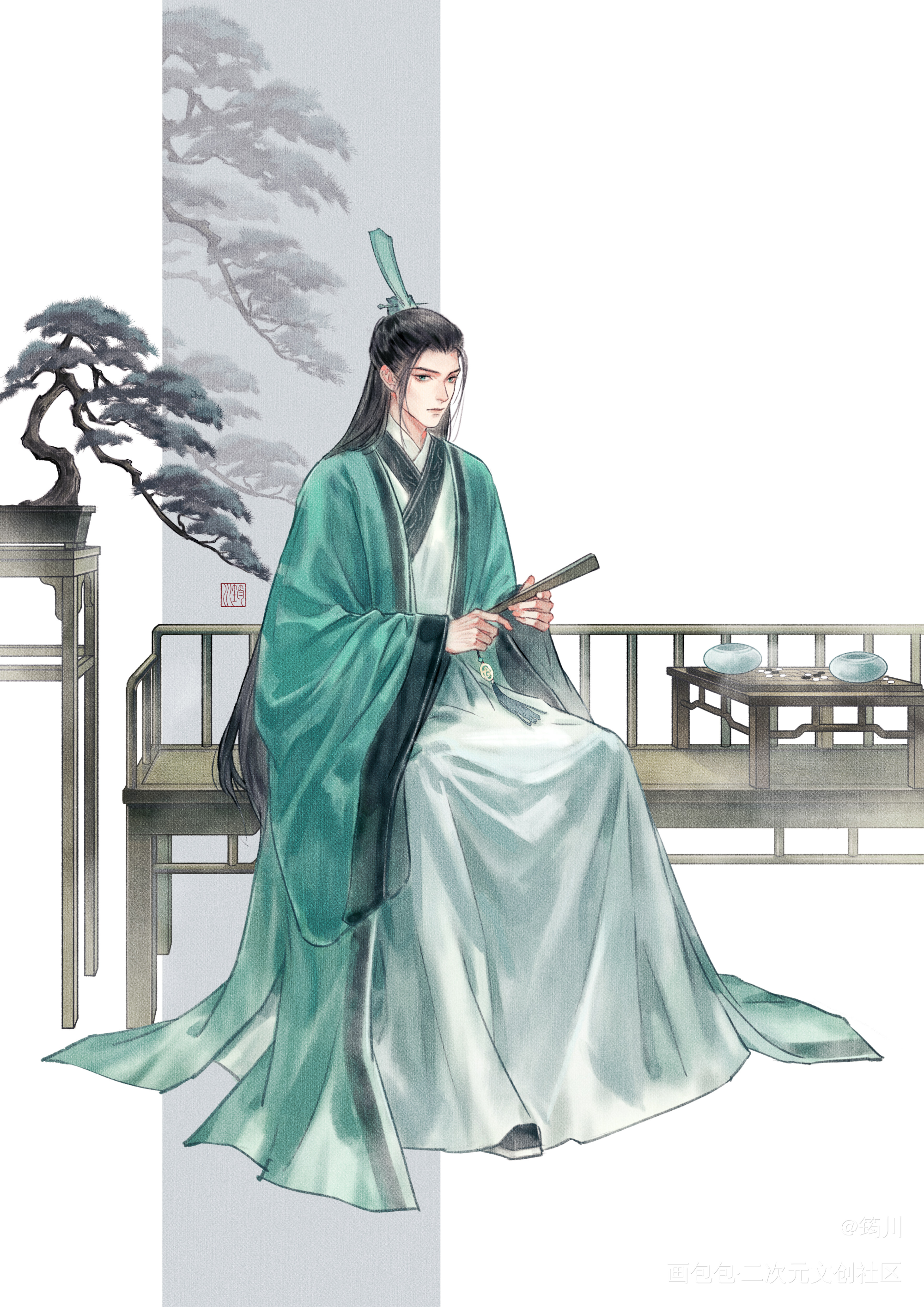 积石如玉，列松如翠_人渣反派自救系统冰秋沈清秋水墨古风绘画作品
