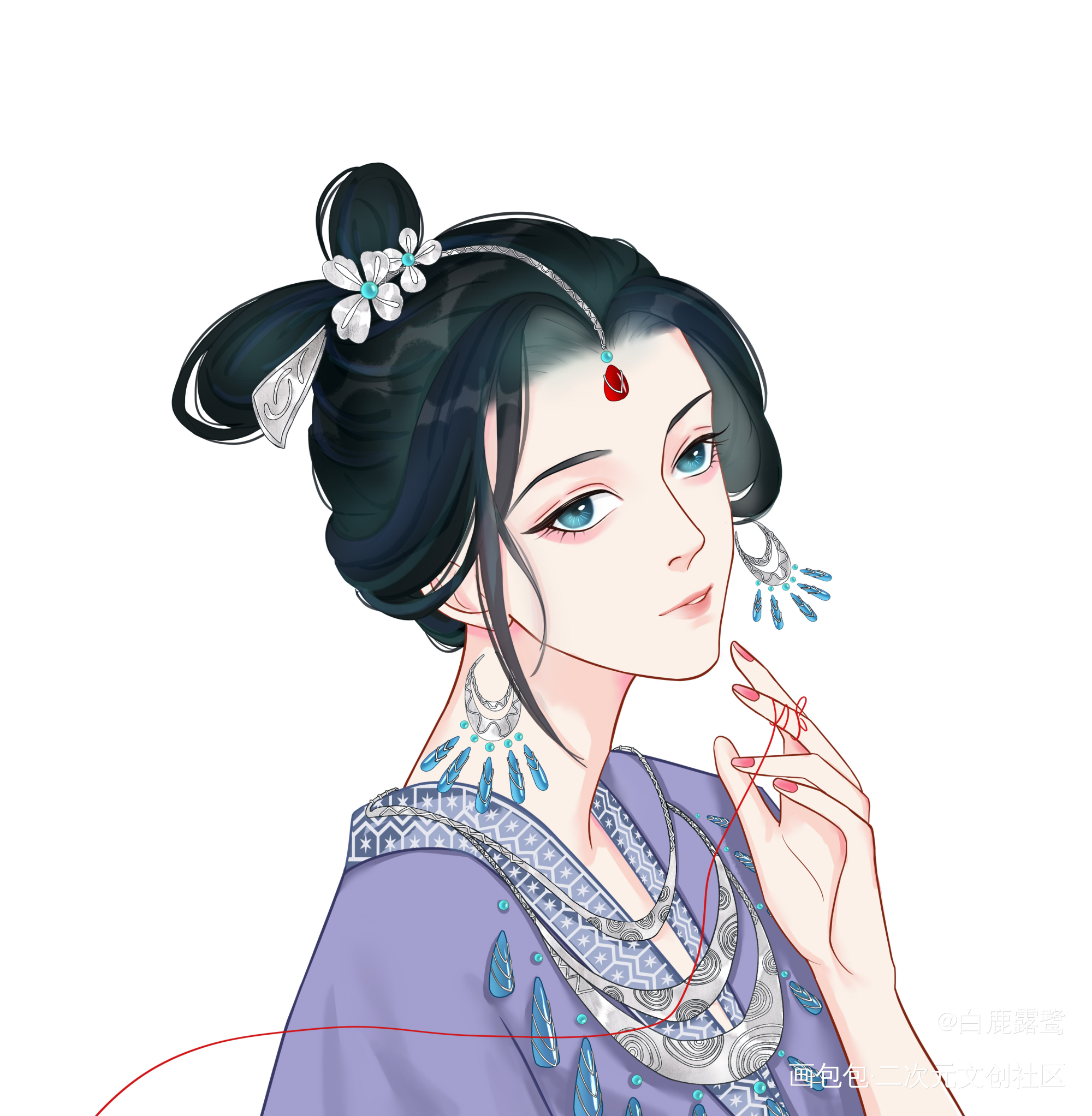 很久之前画，苗族少女_苗疆少年少女苗疆少女少女插画少女系列绘画作品