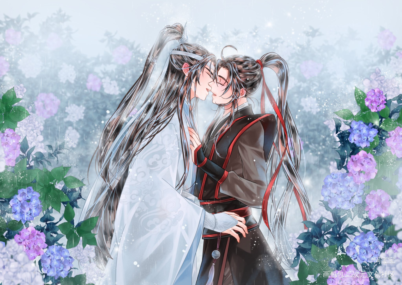 藍湛的心跳💓💓_魔道祖师忘羡蓝忘机魏无羡魏无羡蓝忘机绘画作品