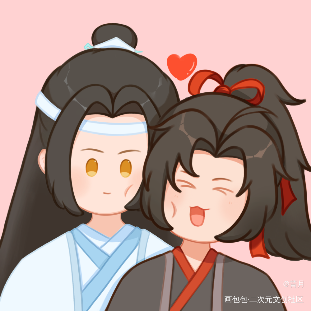 忘羡贴贴❤️❤️_魔道祖师忘羡蓝忘机魏无羡可爱绘画作品