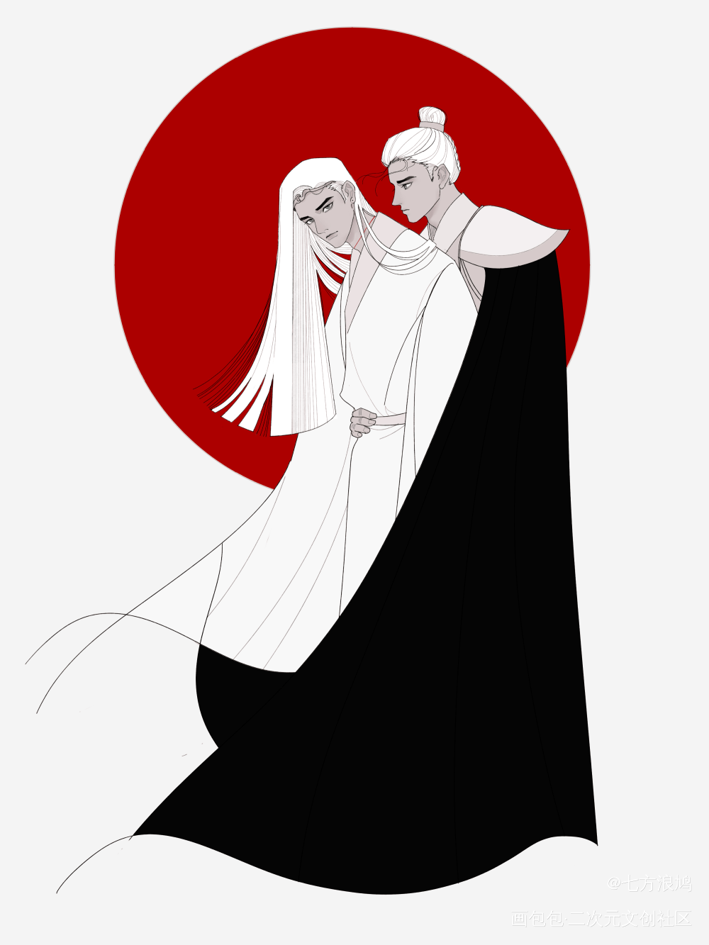 揽月_封神第一部姬发同人姬屋藏郊殷郊绘画作品