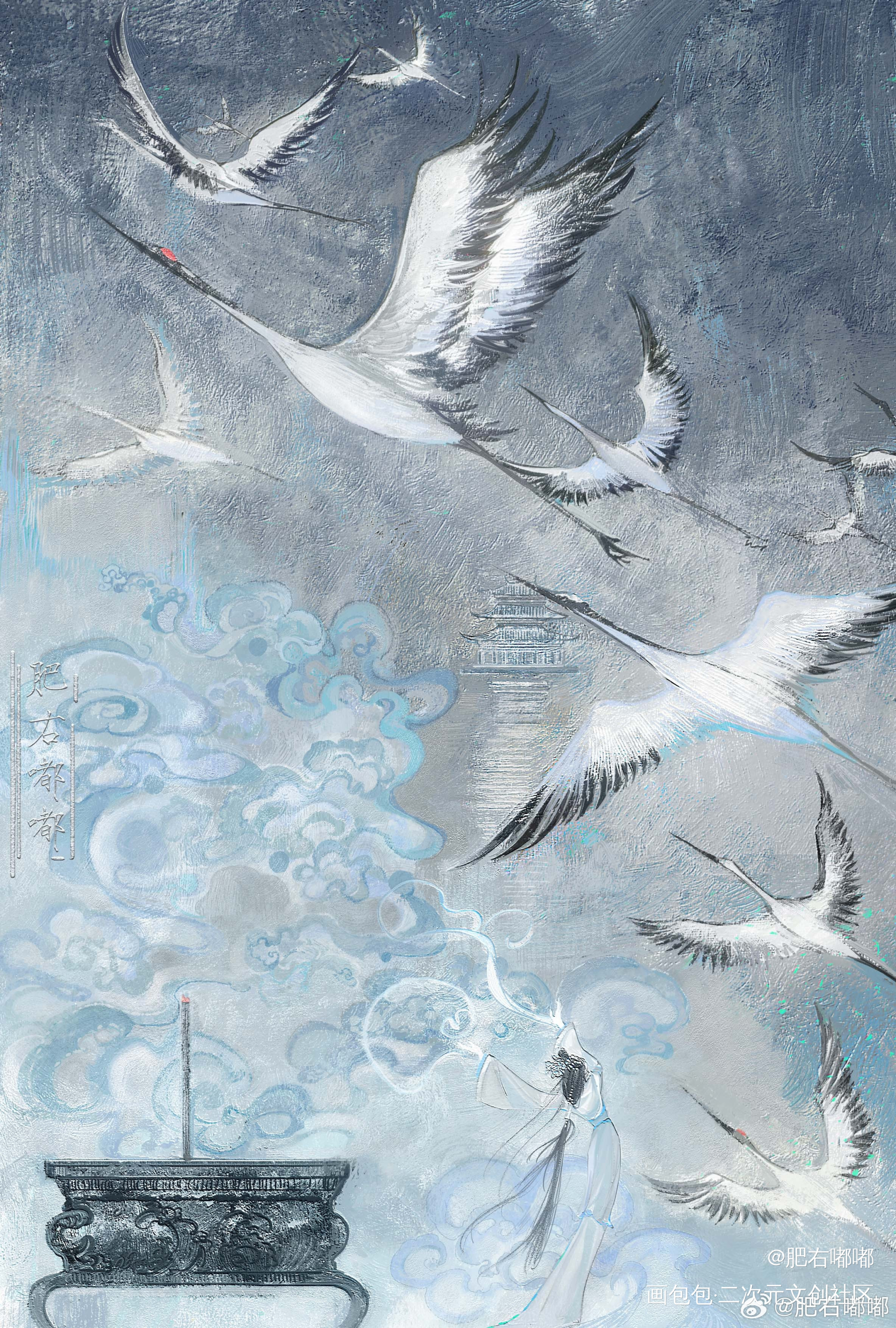 我今灌沐诸如来，人间天上起清风_水墨古风场景插画画画绘画作品
