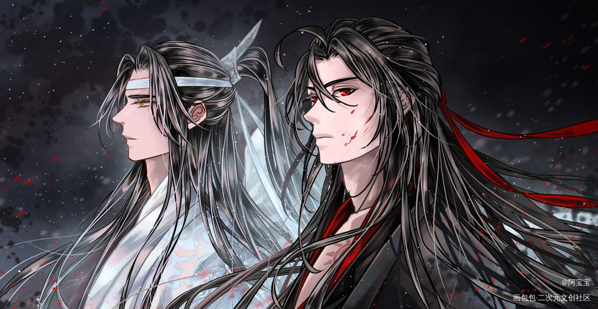 冷顏老祖_魔道祖师忘羡蓝忘机魏无羡魏无羡蓝忘机绘画作品