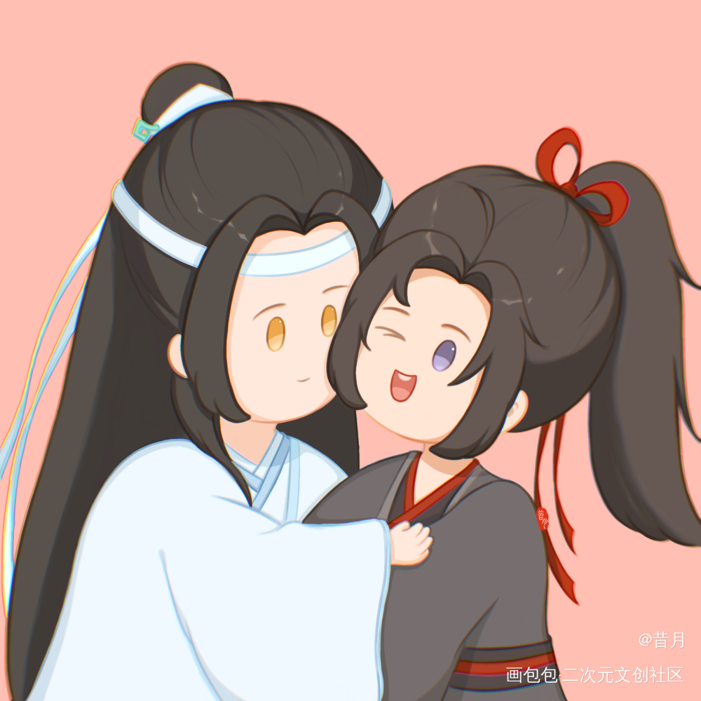 忘羡抱抱❤️❤️_魔道祖师忘羡蓝忘机魏无羡可爱绘画作品