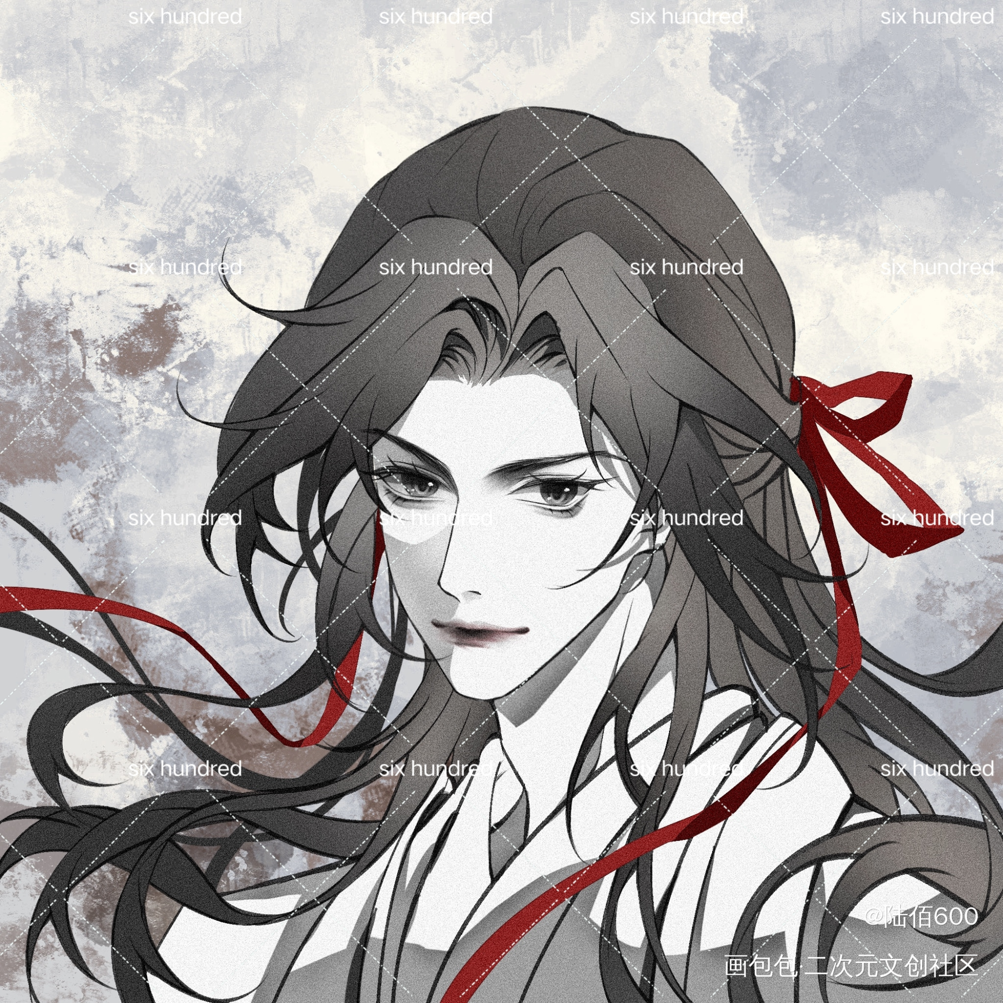 水墨风单色调魏无羡_魔道祖师绘画作品