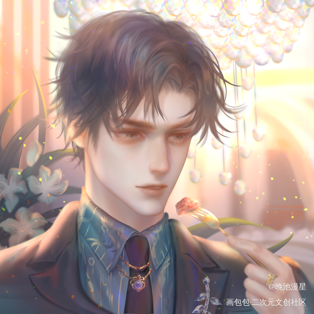 举手投足间都是浑然天成的优雅_谁把谁当真188男团妹叔黎朔绘画作品