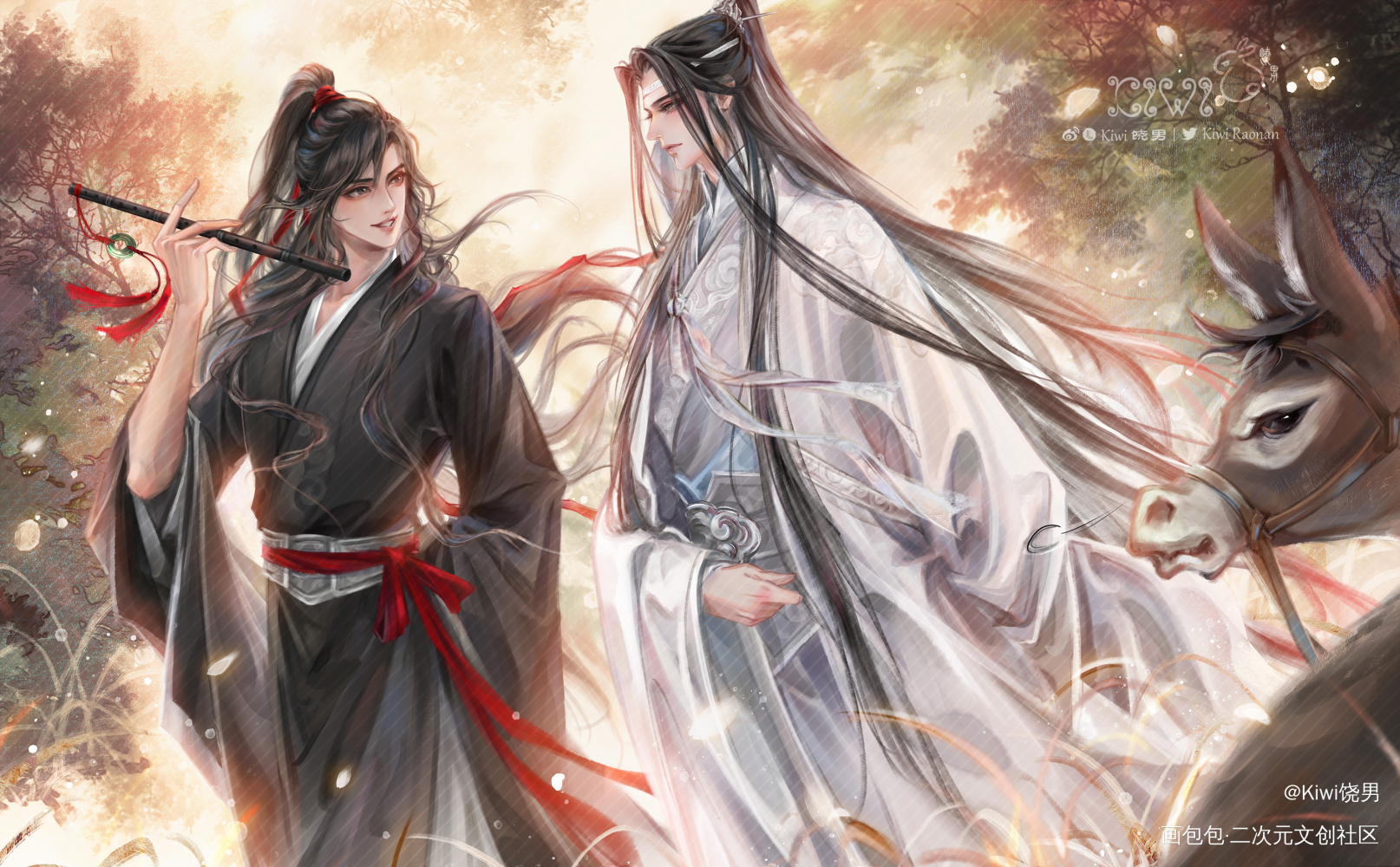 【忘羡】_魔道祖师忘羡蓝忘机魏无羡墨香铜臭绘画作品