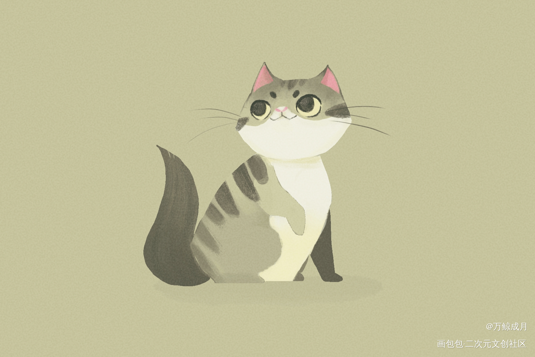 一只小猫咪_板绘插画绘画作品