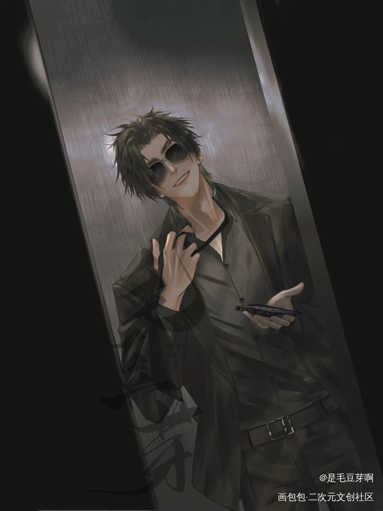 暮夜初上_盗墓笔记黑花解雨臣黑眼镜绘画作品