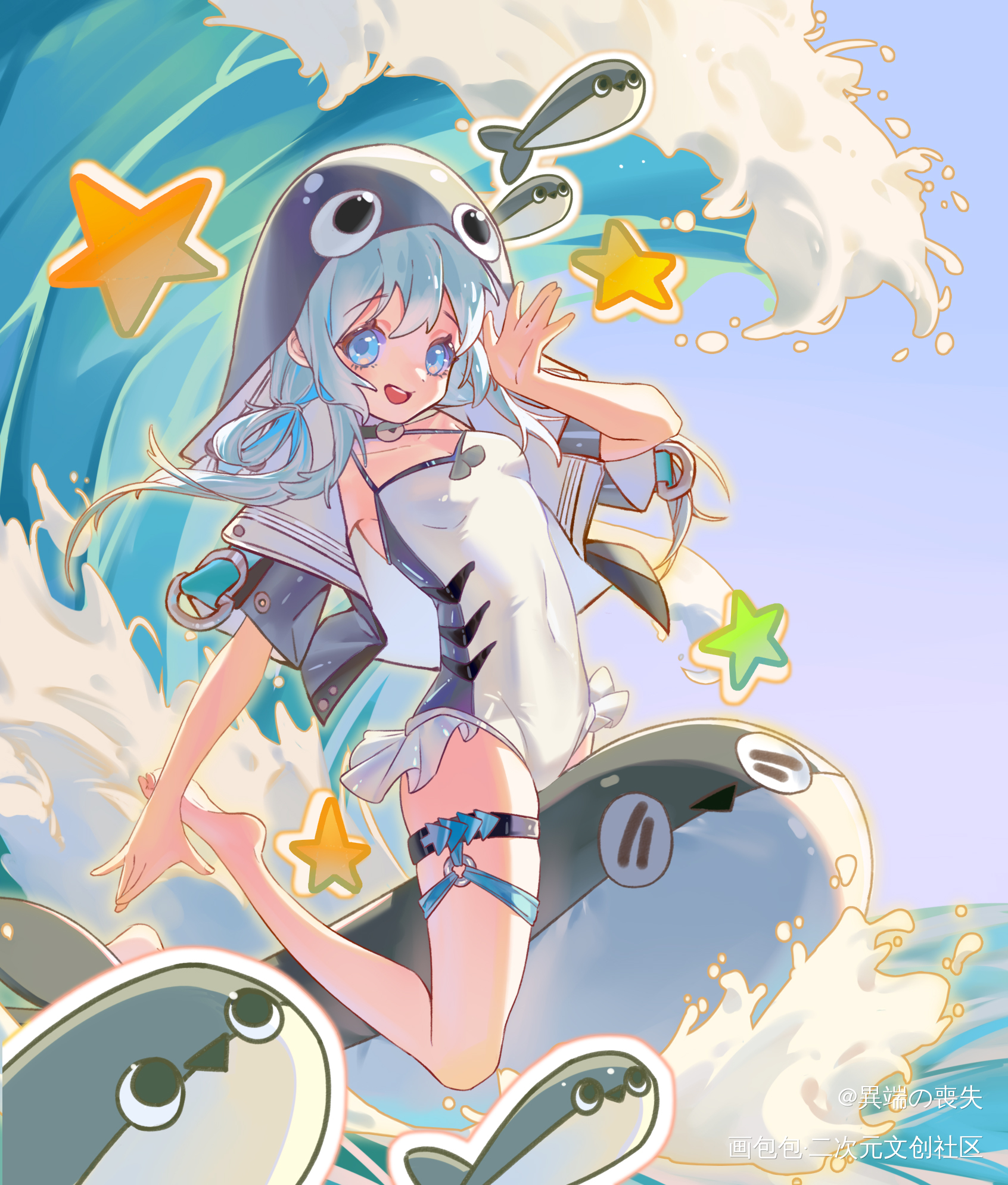 什么？是娘化萨卡班甲鱼！？_插画萨卡班甲鱼板绘原创绘画作品