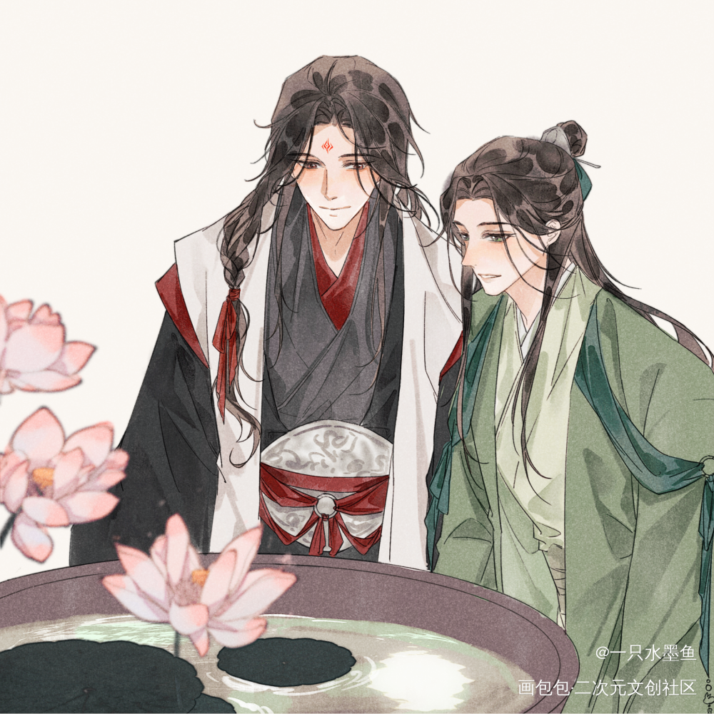 冰秋中秋快乐♥_人渣反派自救系统冰秋沈清秋洛冰河绘画作品