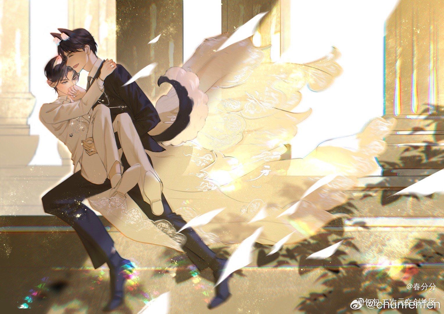 中秋快乐_二哈和他的白猫师尊燃晚楚晚宁绘画作品