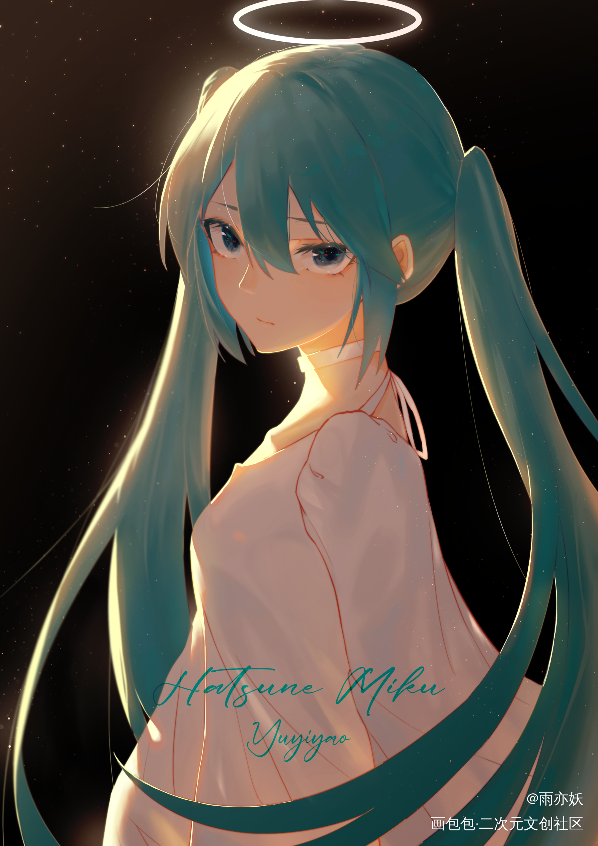 天使初音_初音ミク初音未来插画板绘同人绘画绘画作品