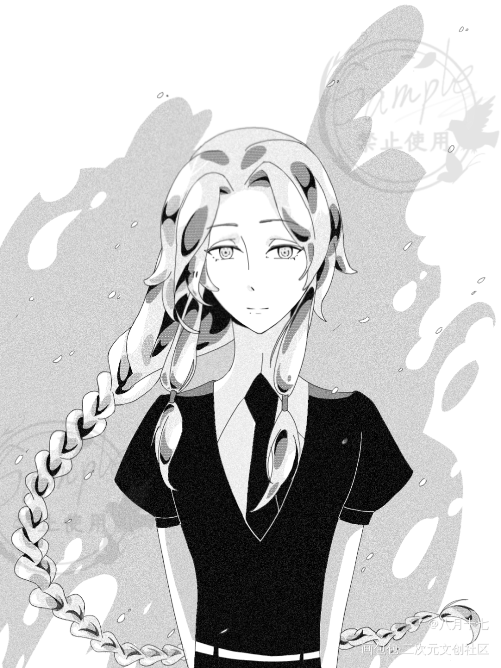 宝石之国仿画风_宝石之国黑白简笔漫画白菜约稿约稿绘画作品