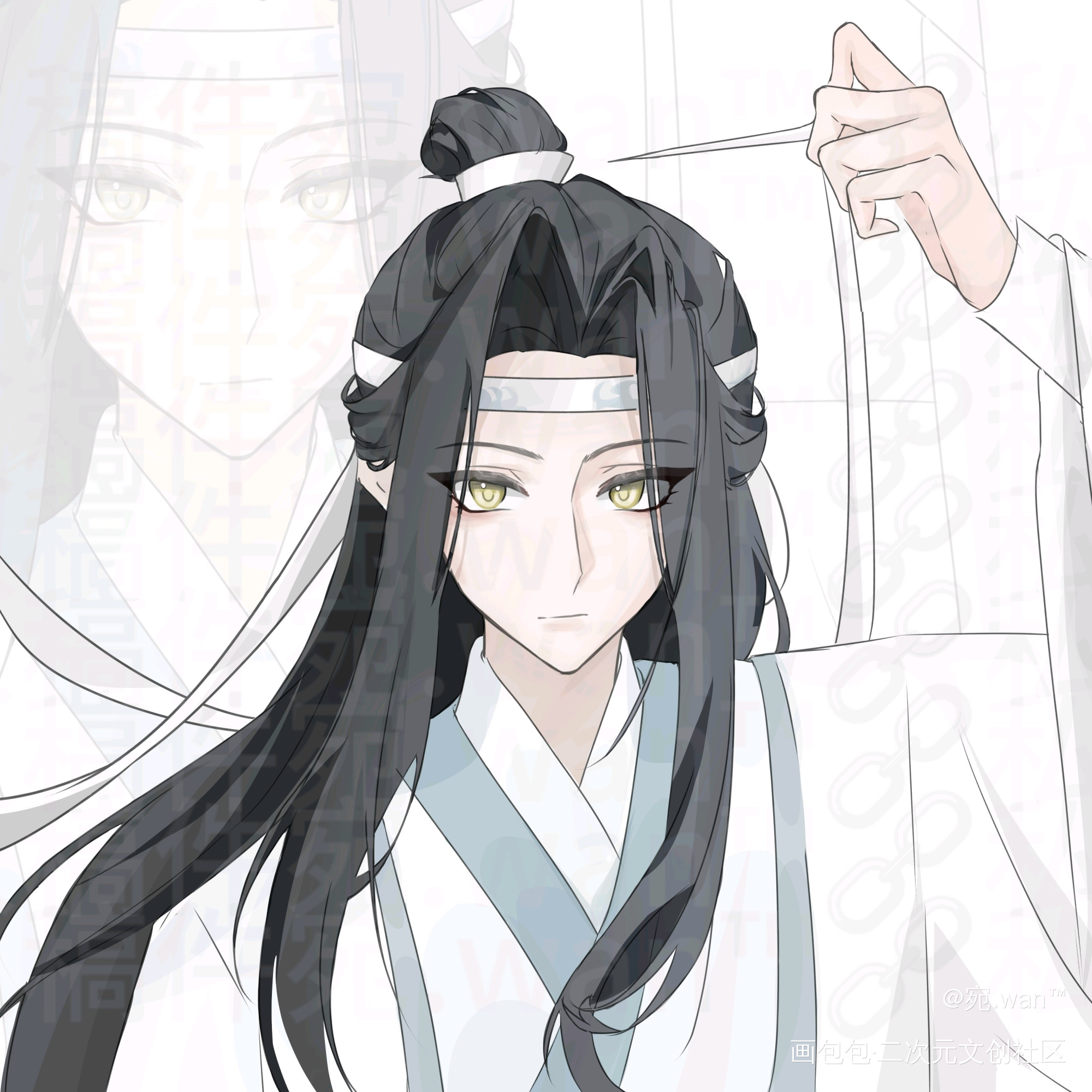 _魔道祖师忘羡蓝忘机魏无羡墨香铜臭绘画作品
