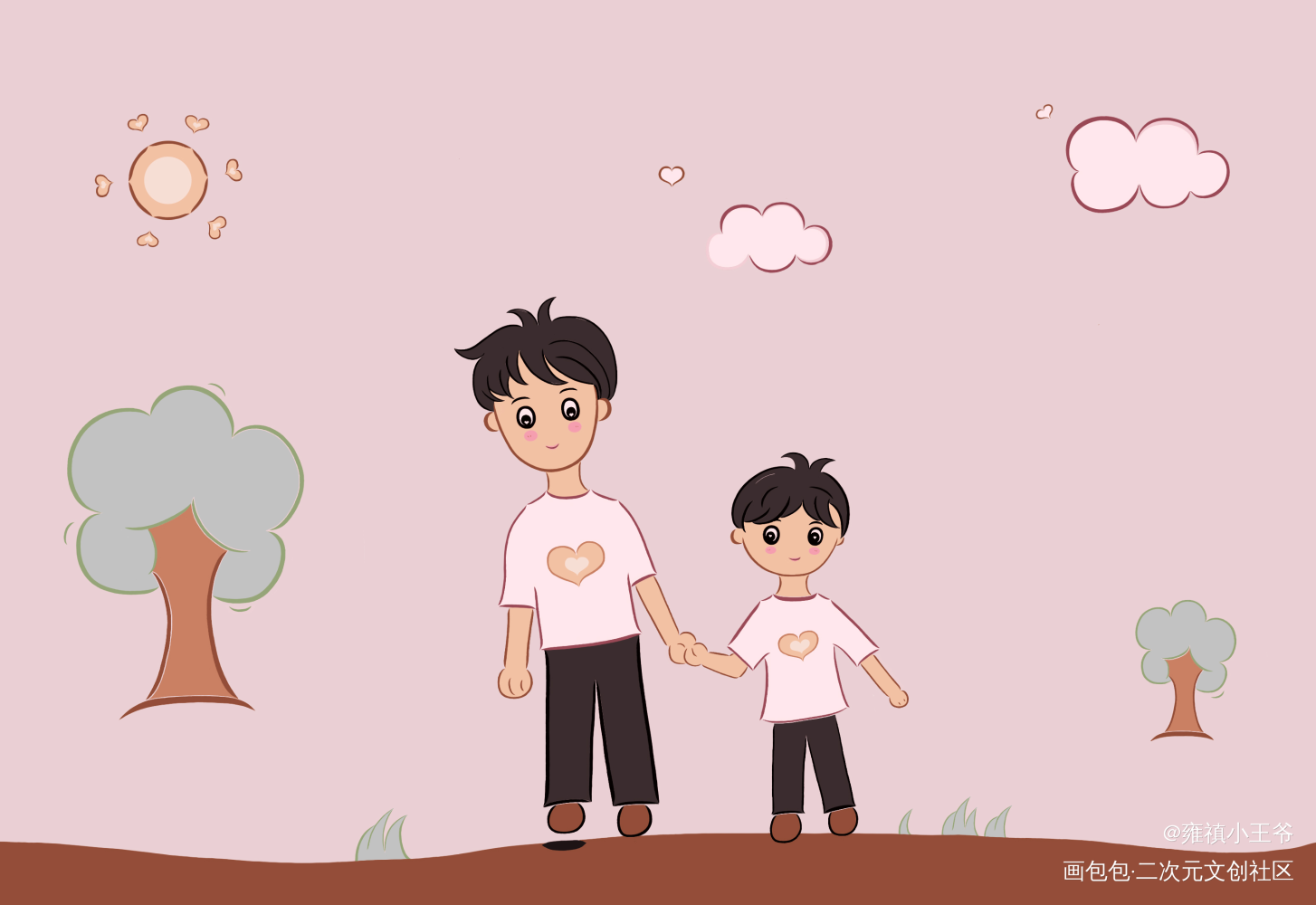 爸爸和儿子_彩色条漫彩色漫画绘画作品