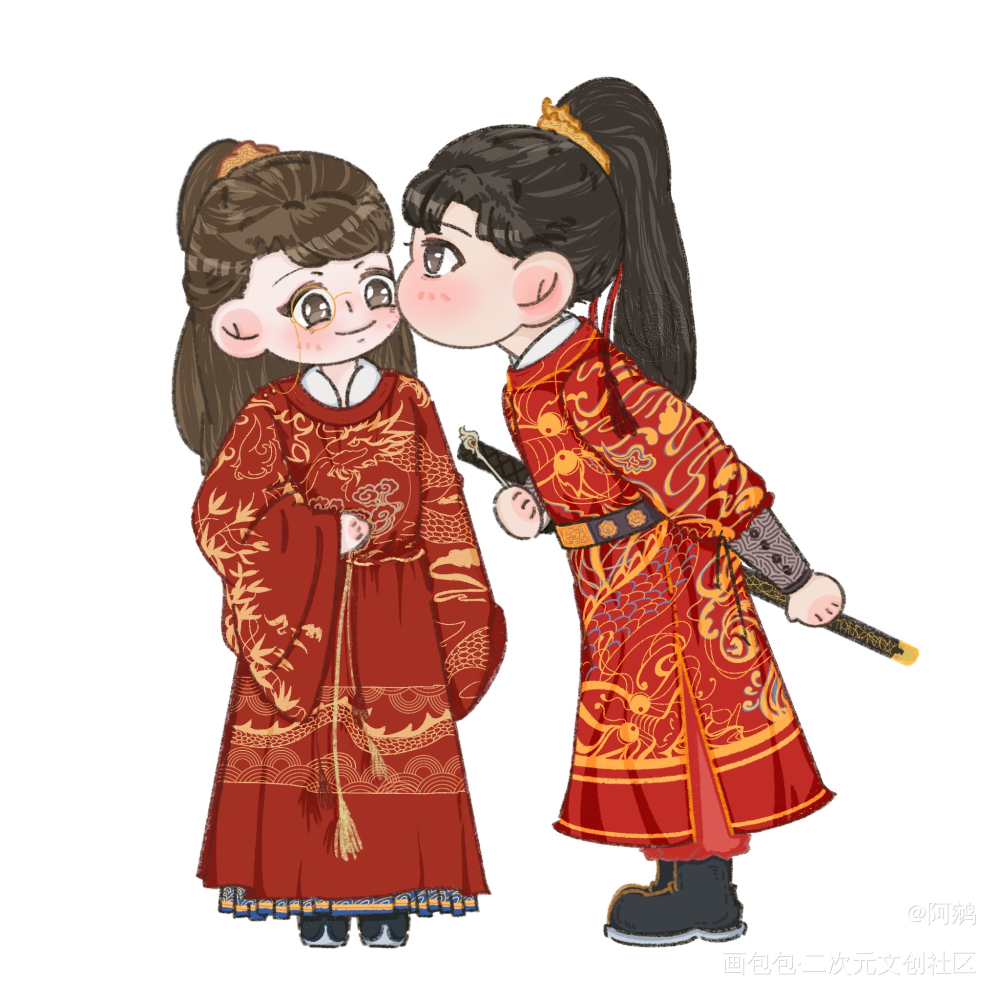 🐺🦊大婚_针锋对决188男团原顾摸鱼页板绘绘画作品